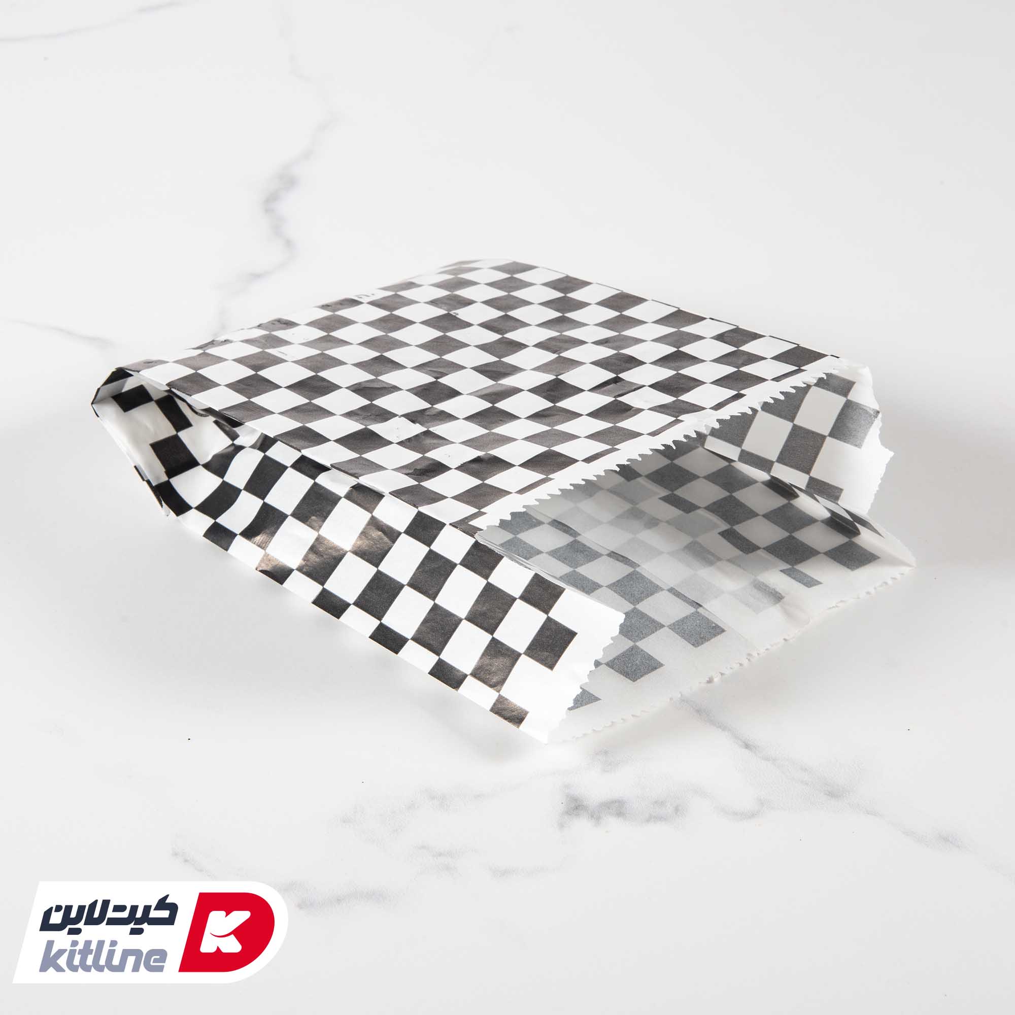 پاکت همبرگر یکبار مصرف مومی ۱۲×۱۷سانتیمتری شطرنجی مشکی (کارتن ۳۰۰۰ عددی) - تصویر 4