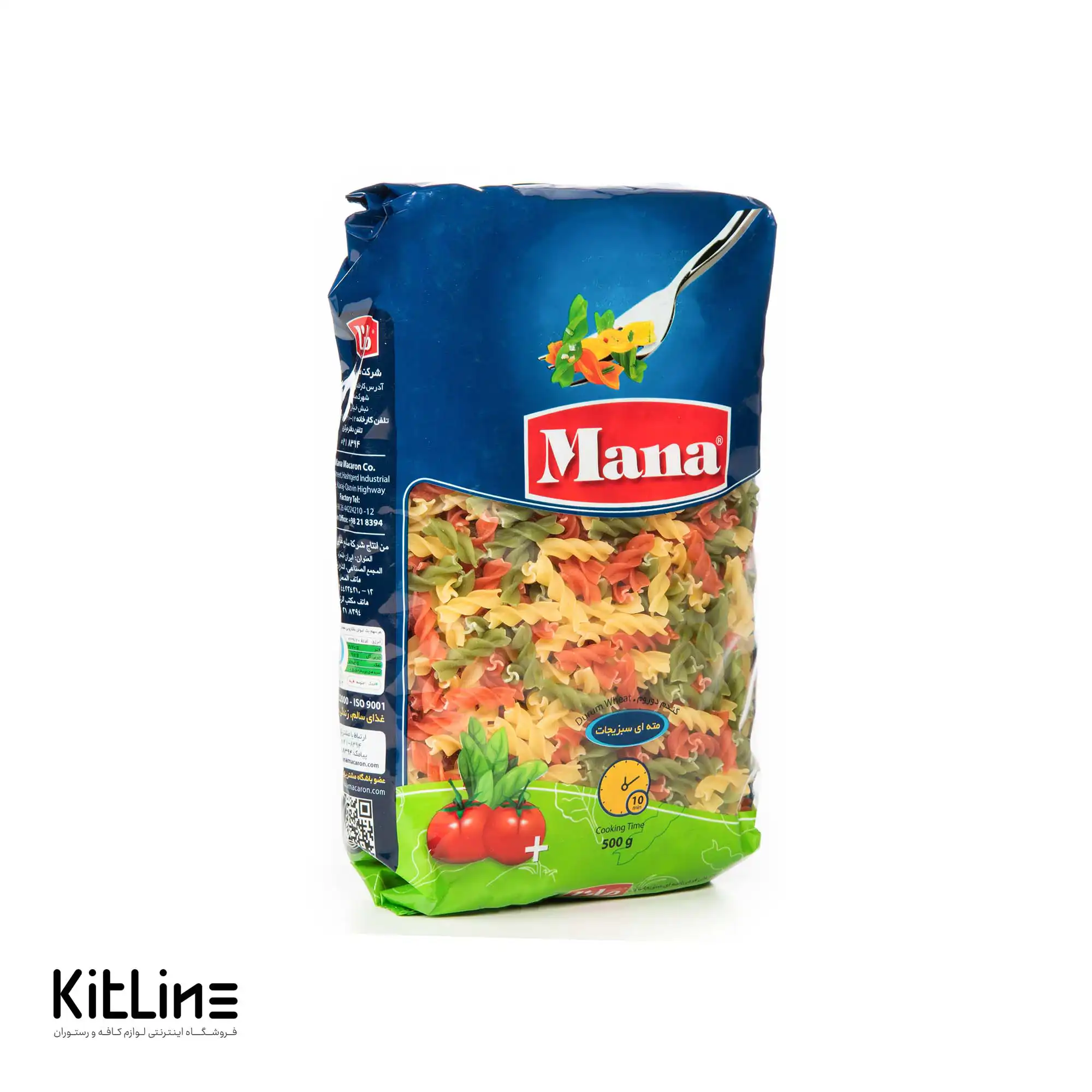 ماکارونی فرمی مته ای سبزیجات مانا ۵۰۰ گرمی مانا