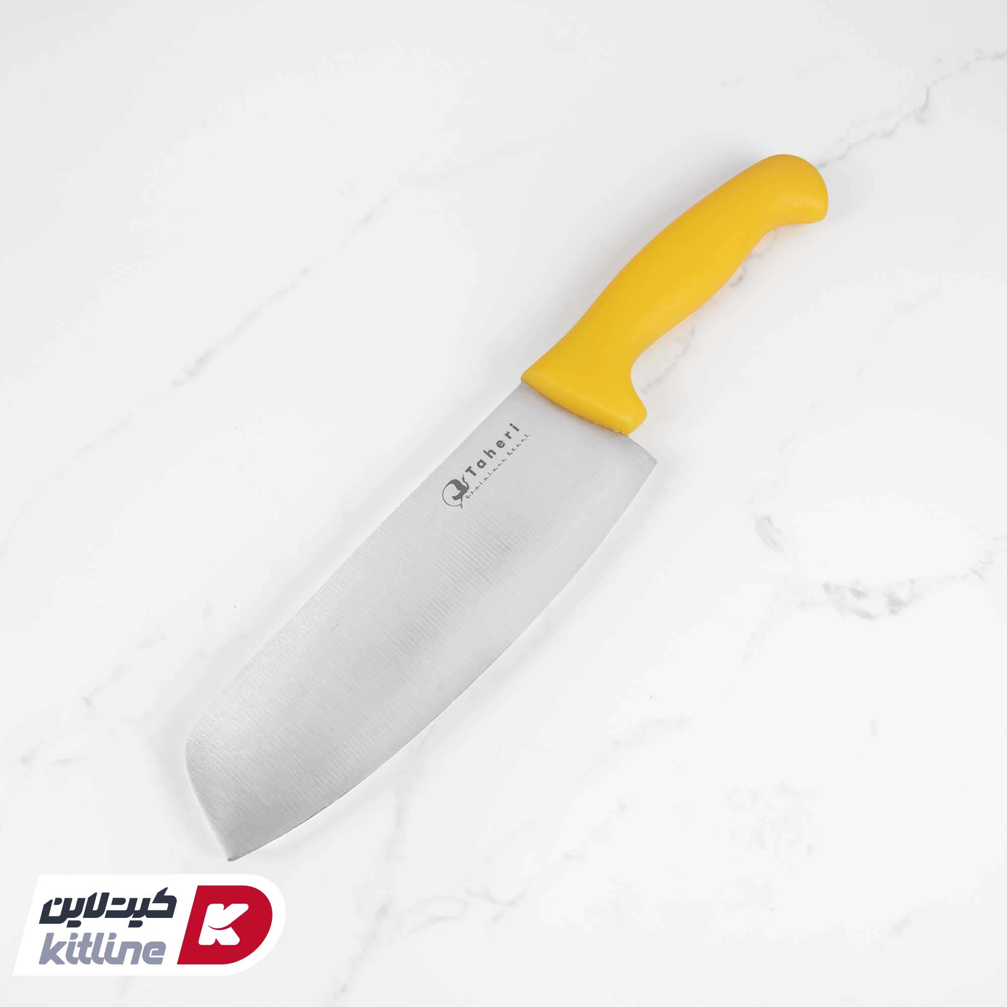 چاقو سرآشپز تیغه پهن ۱۸ سانتیمتری طاهری دسته زرد