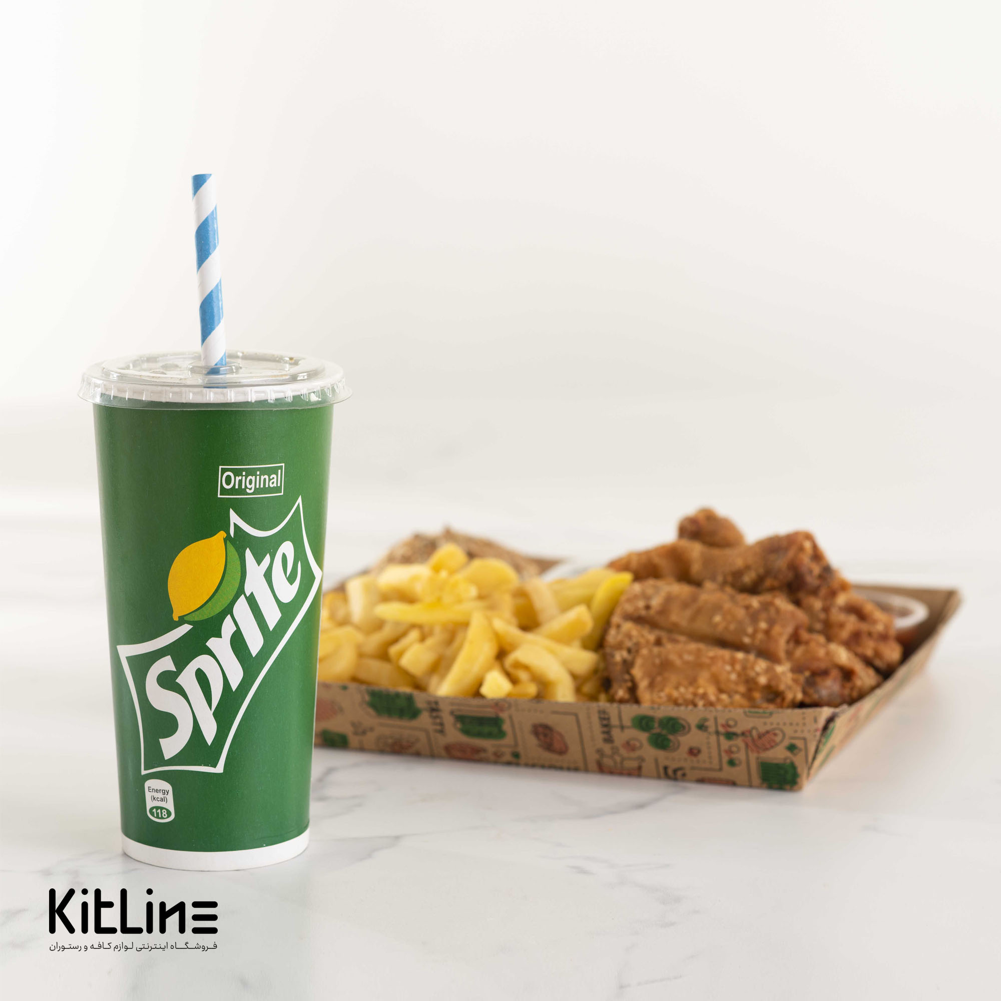 لیوان کاغذی یکبار مصرف ۶۵۰ میلی لیتری همراه درب نی خور طرح اسپرایت (کارتن ۵۰۰ عددی) - تصویر 5