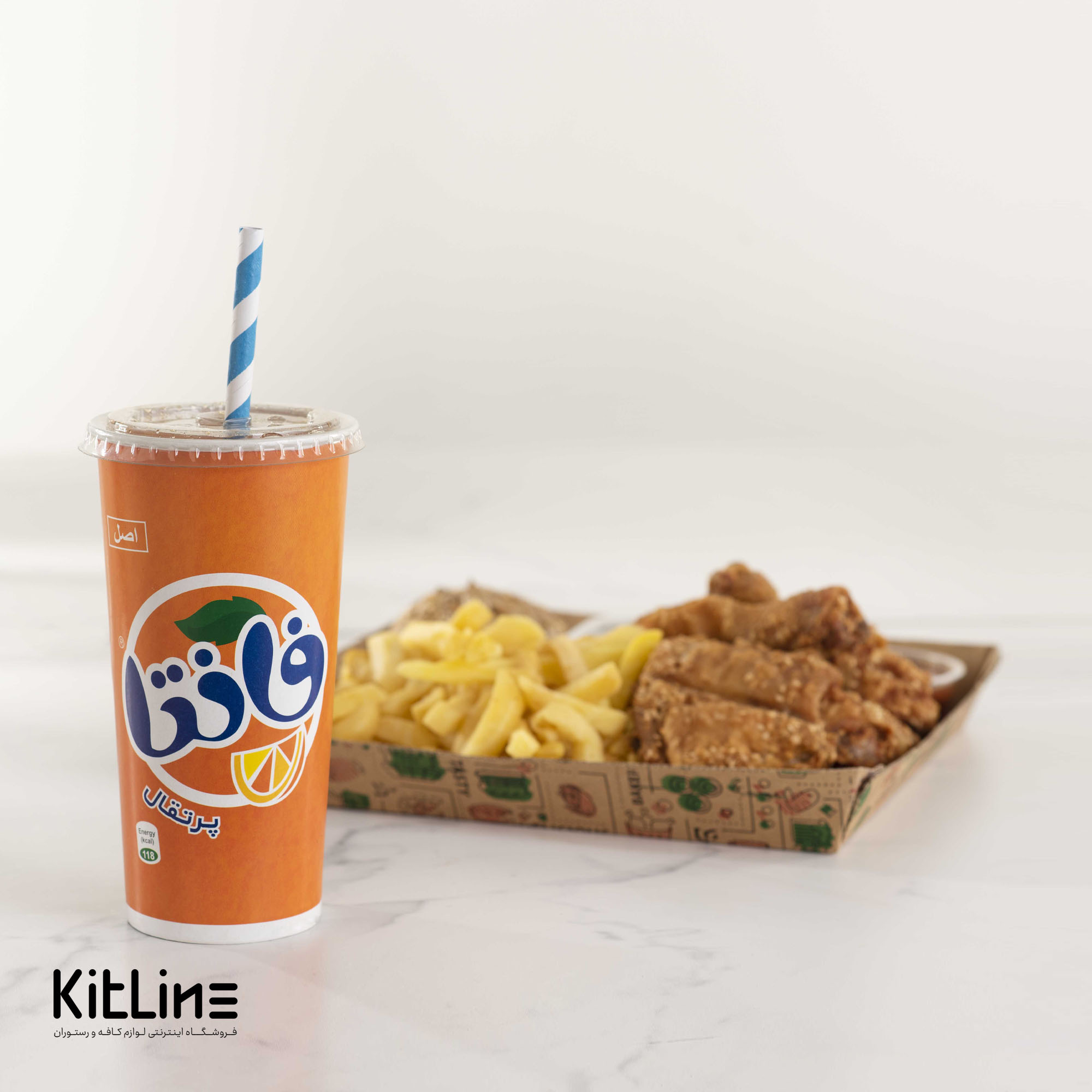 لیوان کاغذی یکبار مصرف ۶۵۰ میلی لیتری همراه درب نی خور طرح فانتا (کارتن ۵۰۰ عددی) - تصویر 5