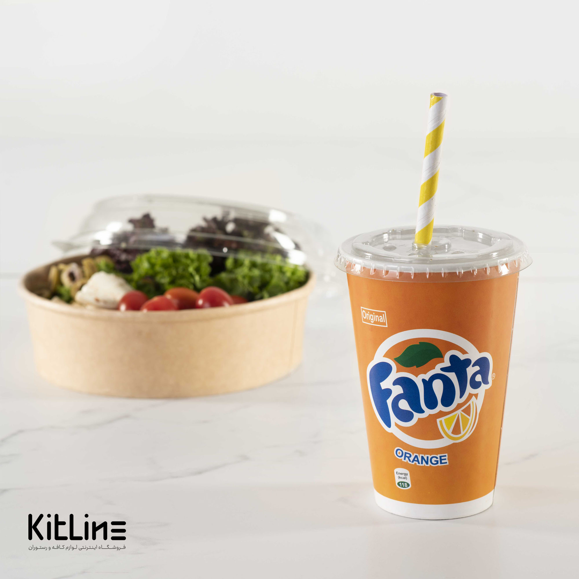 لیوان کاغذی یکبار مصرف ۴۸۰ میلی لیتری همراه درب نی خور طرح فانتا (کارتن ۵۰۰ عددی) - تصویر 5