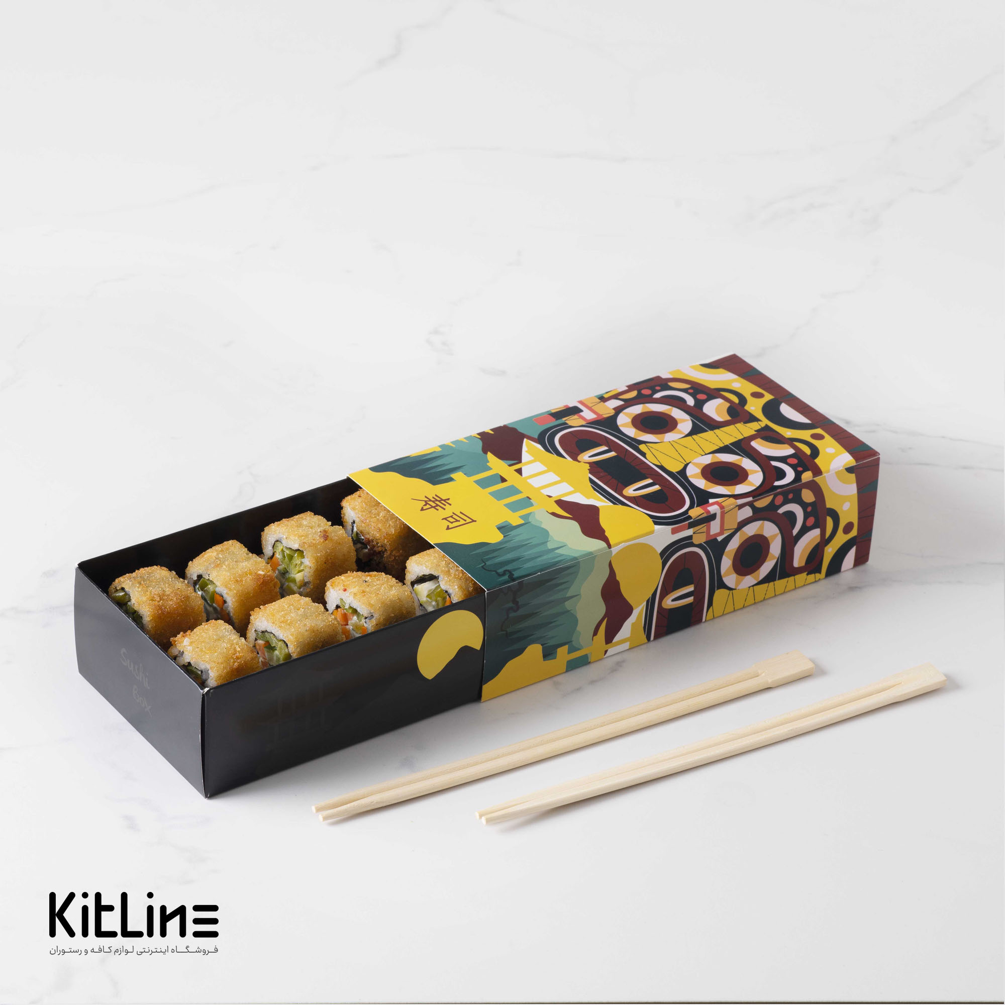 جعبه سوشی کشویی ۱۱×۲۱ سانتیمتری دو رول (کارتن ۲۵۰ عددی) - تصویر 4