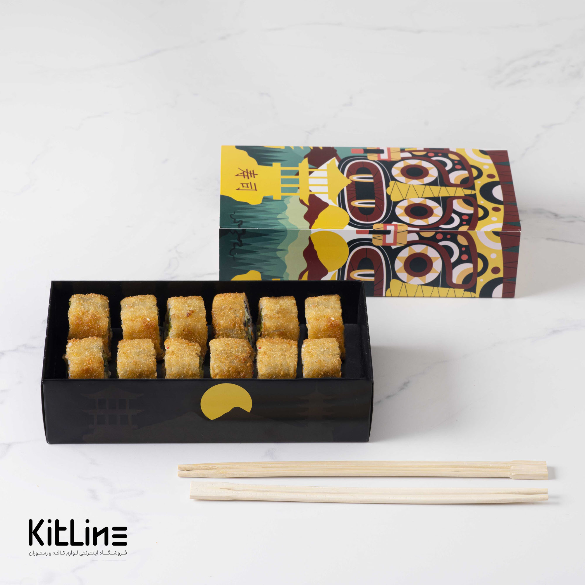 جعبه سوشی کشویی ۱۱×۲۱ سانتیمتری دو رول (کارتن ۲۵۰ عددی) - تصویر 5