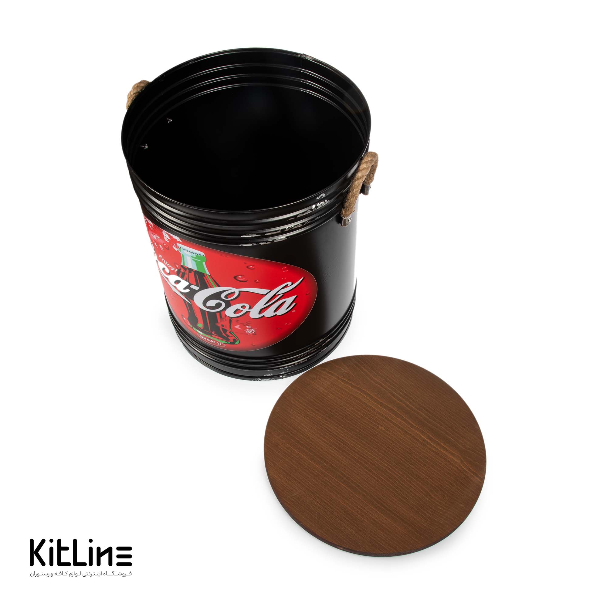 پاف ۴۰×۵۰ سانتیمتری فلزی مشکی مدل کوکاکولا - تصویر 5