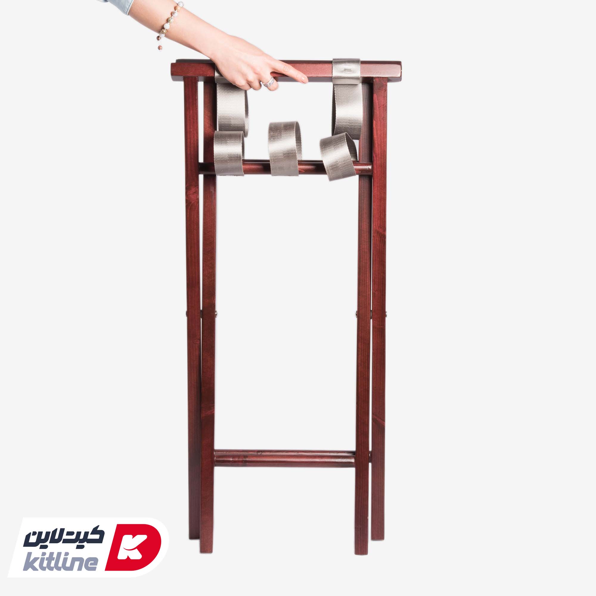 استند سینی چوبی ۳۸×۴۰ سانتیمتری با بست طوسی - تصویر 3