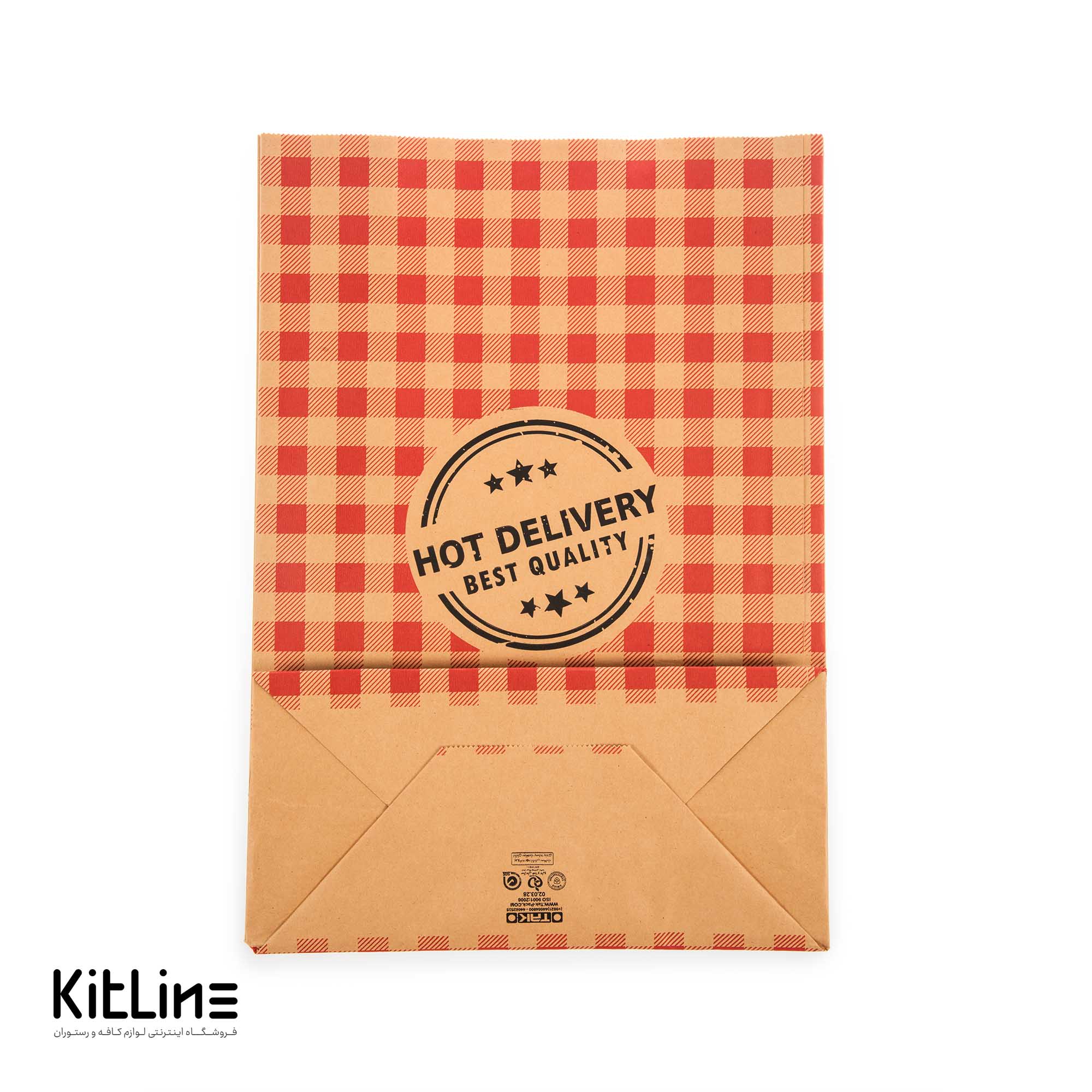 پاکت بیرون بر یکبار مصرف کاغذی کرافت ۲۹×۴۱ سانتیمتری شطرنجی قرمز (کارتن ۲۵۰ عددی) - تصویر 4