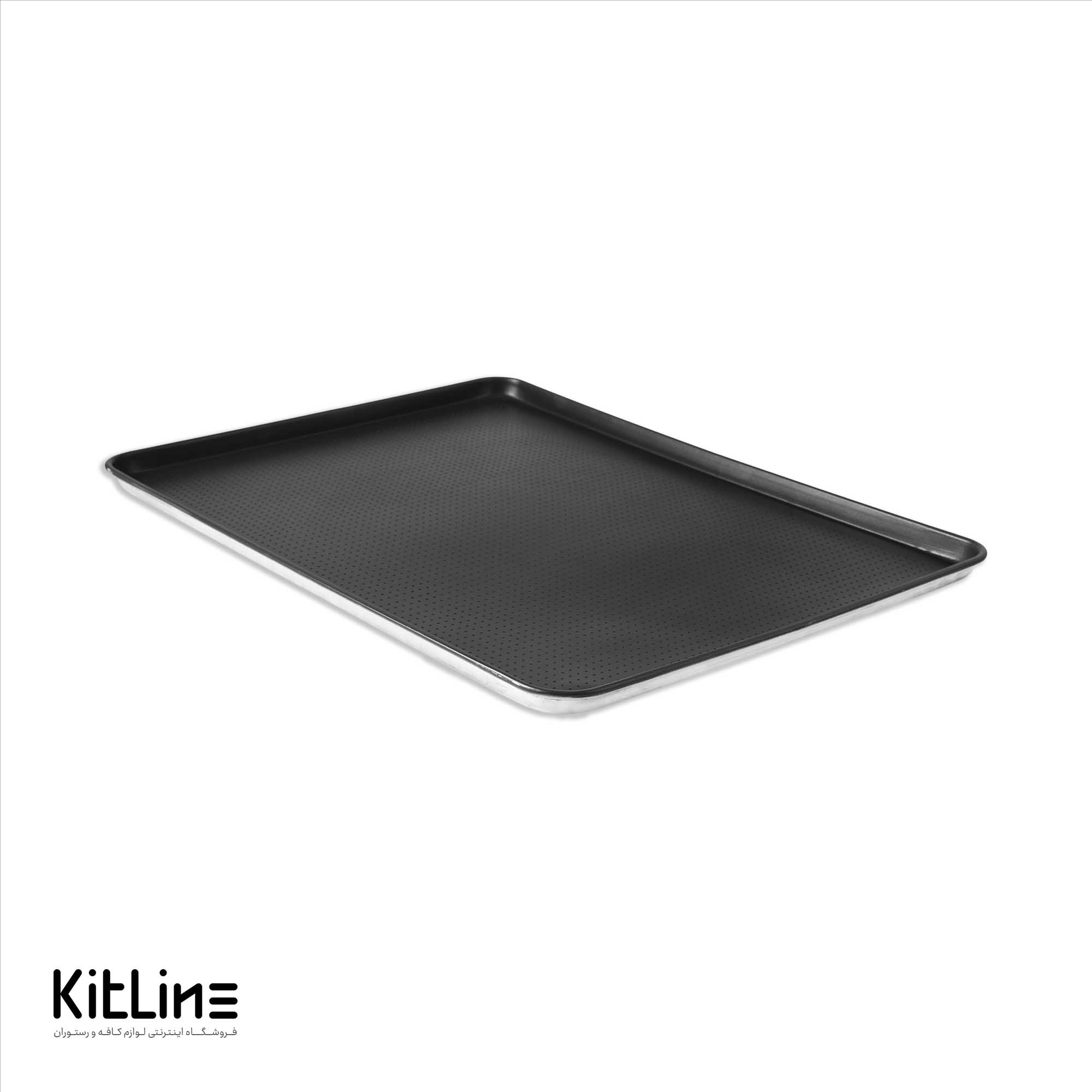 سینی فر ۸۰×۶۰ سانتیمتری آلومینیومی پانچ روکش تفلونی مشکی دور مفتولی