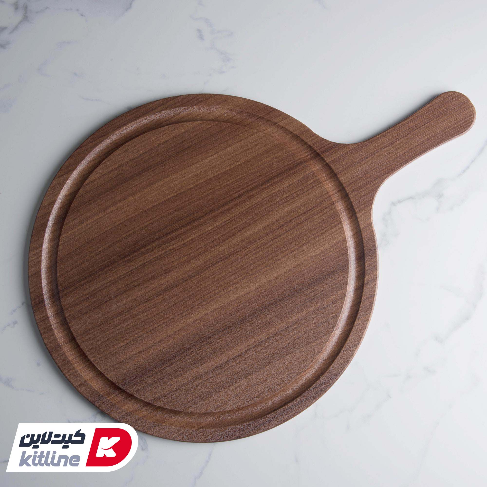 تخته سرو گرد ۳۳ سانتیمتری چوبی راکتی آنتیک طلایی