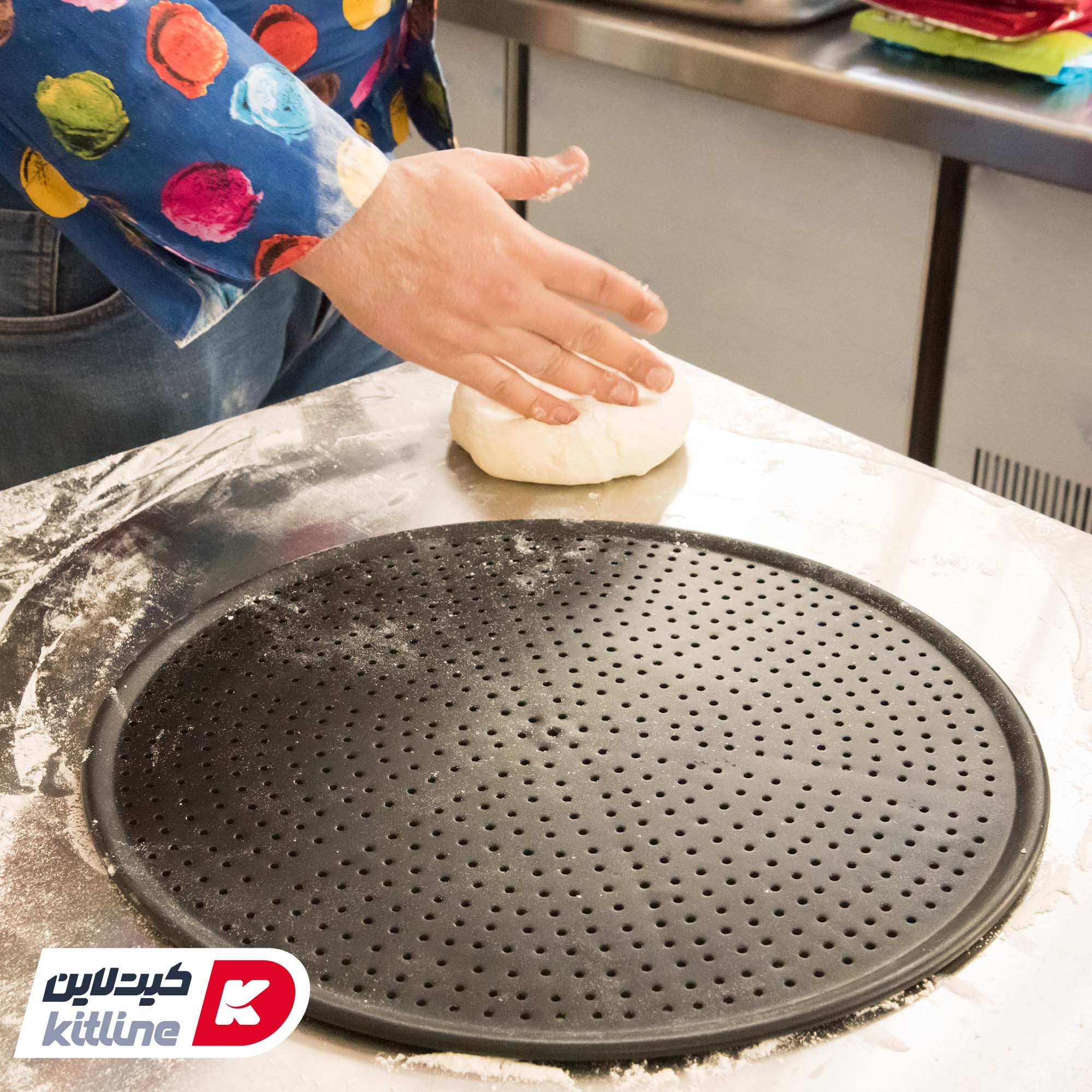 قالب پیتزا ایتالیایی آلومینیومی گرد ۳۳ سانتیمتری بدون درب کیچن تک - تصویر 3