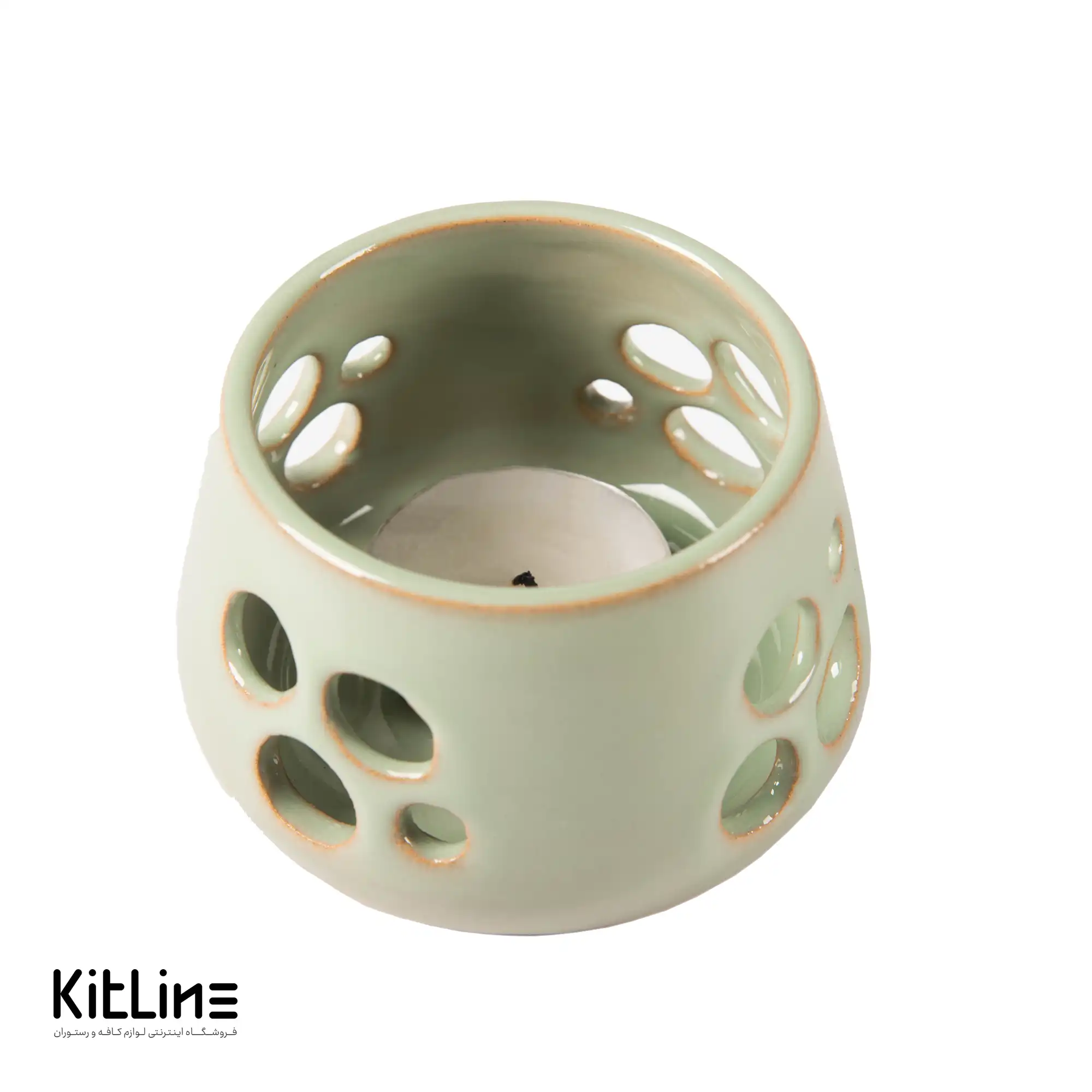 جا شمعی سفالی دست ساز ۵.۵×۷ سانتیمتری سبز روشن - تصویر 3
