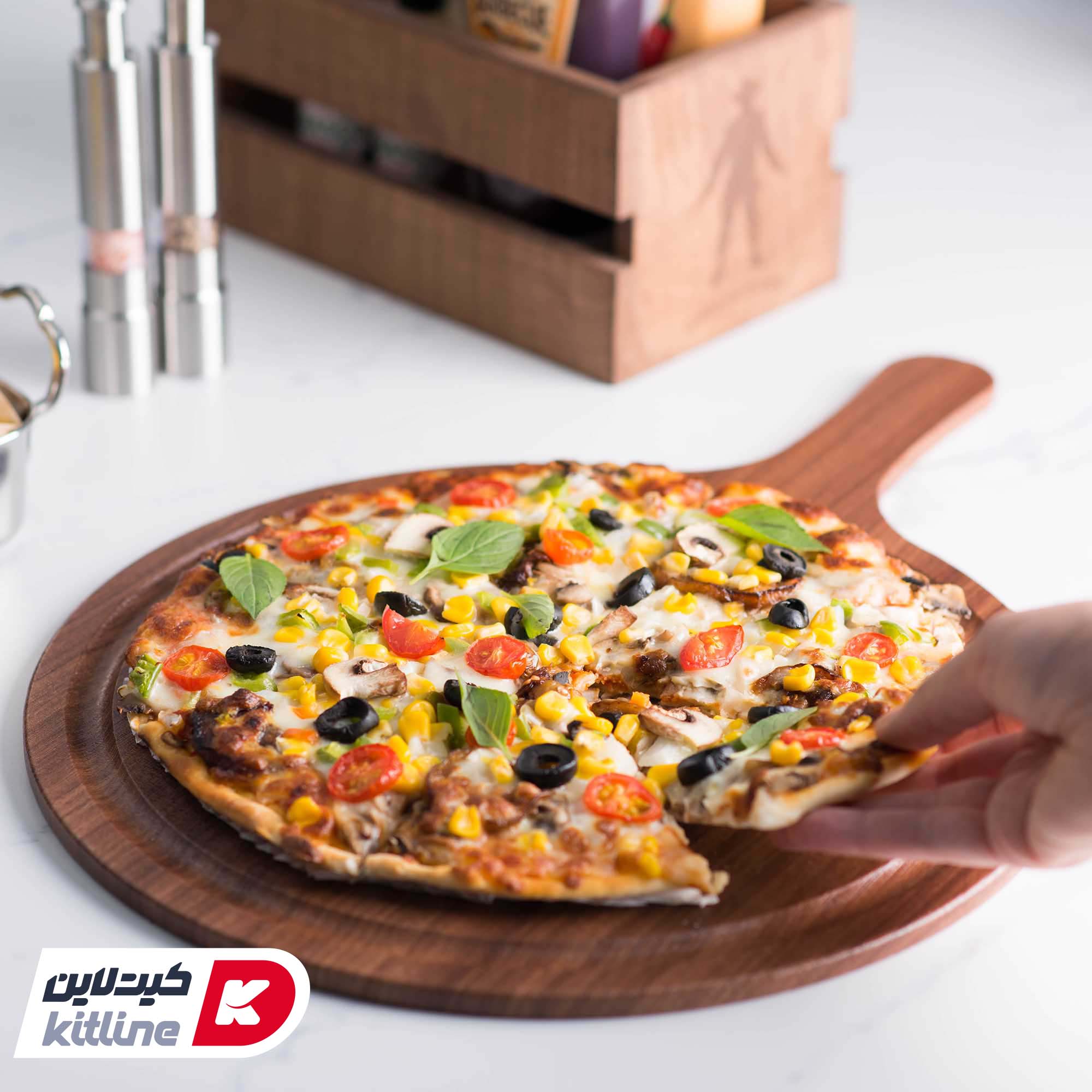 تخته سرو گرد ۳۳ سانتیمتری چوبی راکتی آنتیک طلایی - تصویر 4