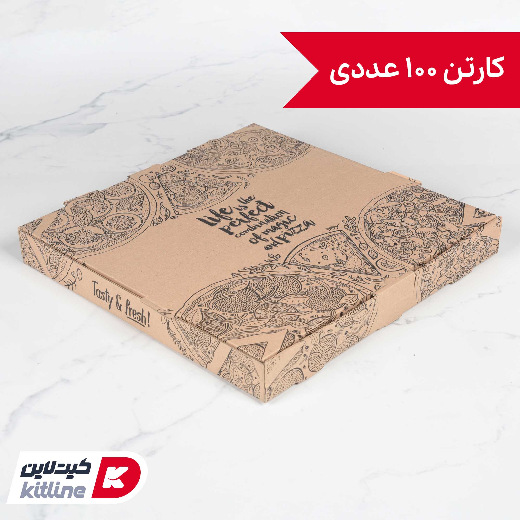 جعبه پیتزا کاغذی ایفلوت طرح لایف ۲۷ سانتیمتری (کارتن ۱۰۰ عددی)
