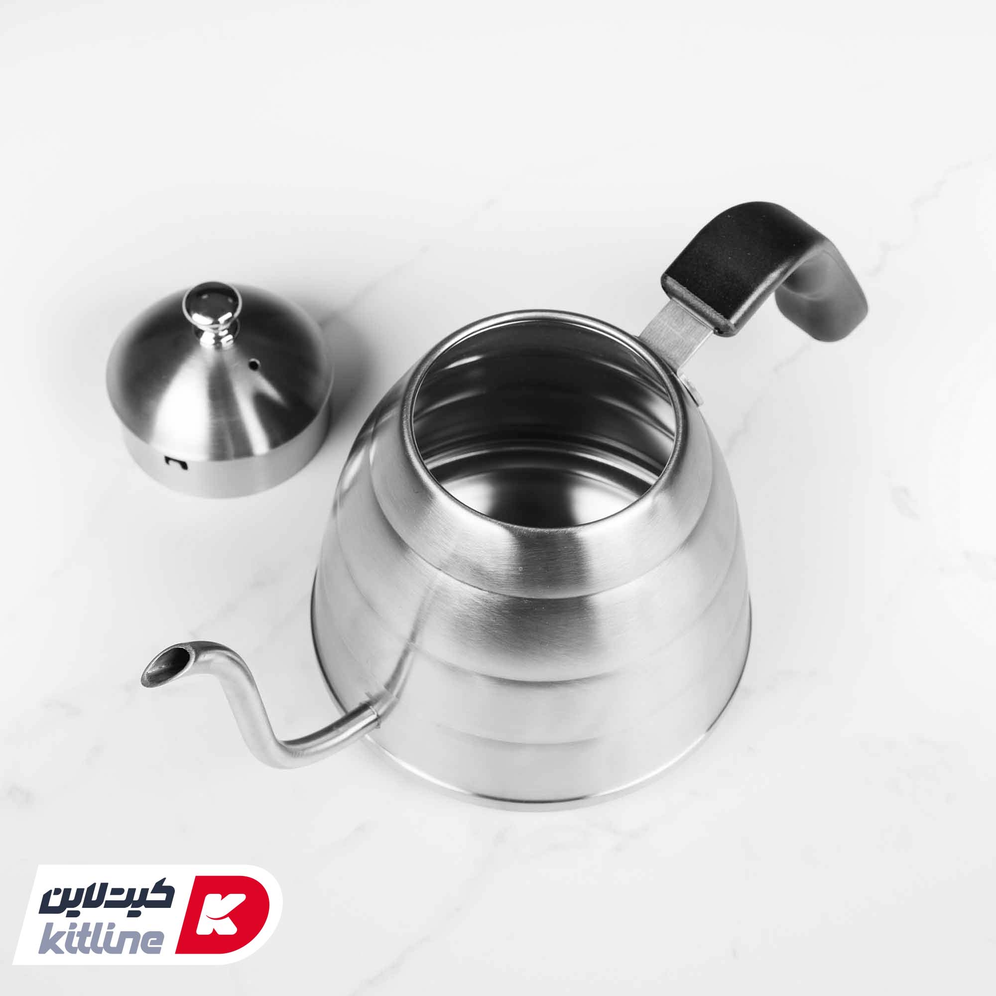 کتل استیل ۹۰۰ میلیلیتری دسته مشکی - تصویر 3