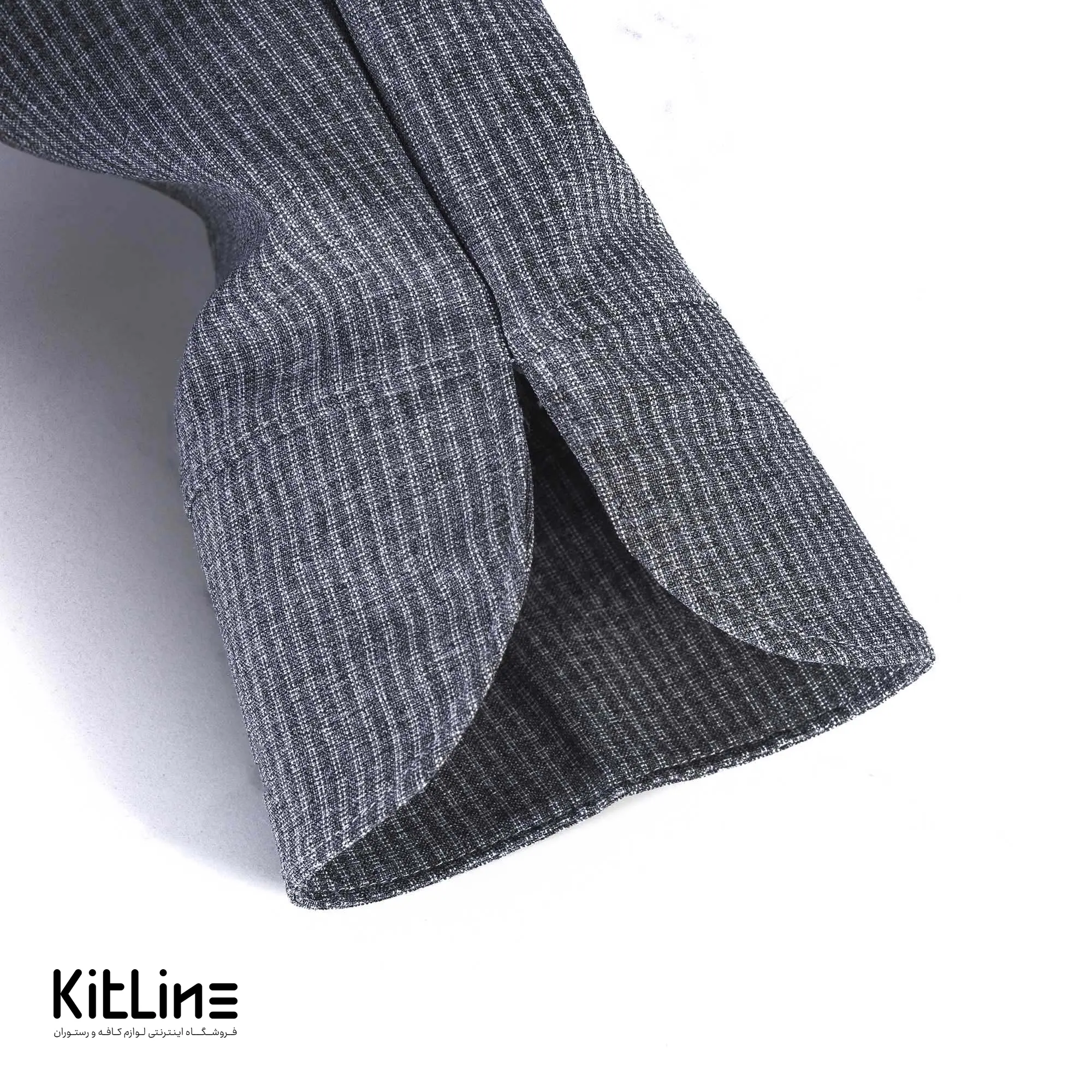 روپوش سرآشپز آستین بلند با دکمه جداشو راه راه طوسی آریا - تصویر 6