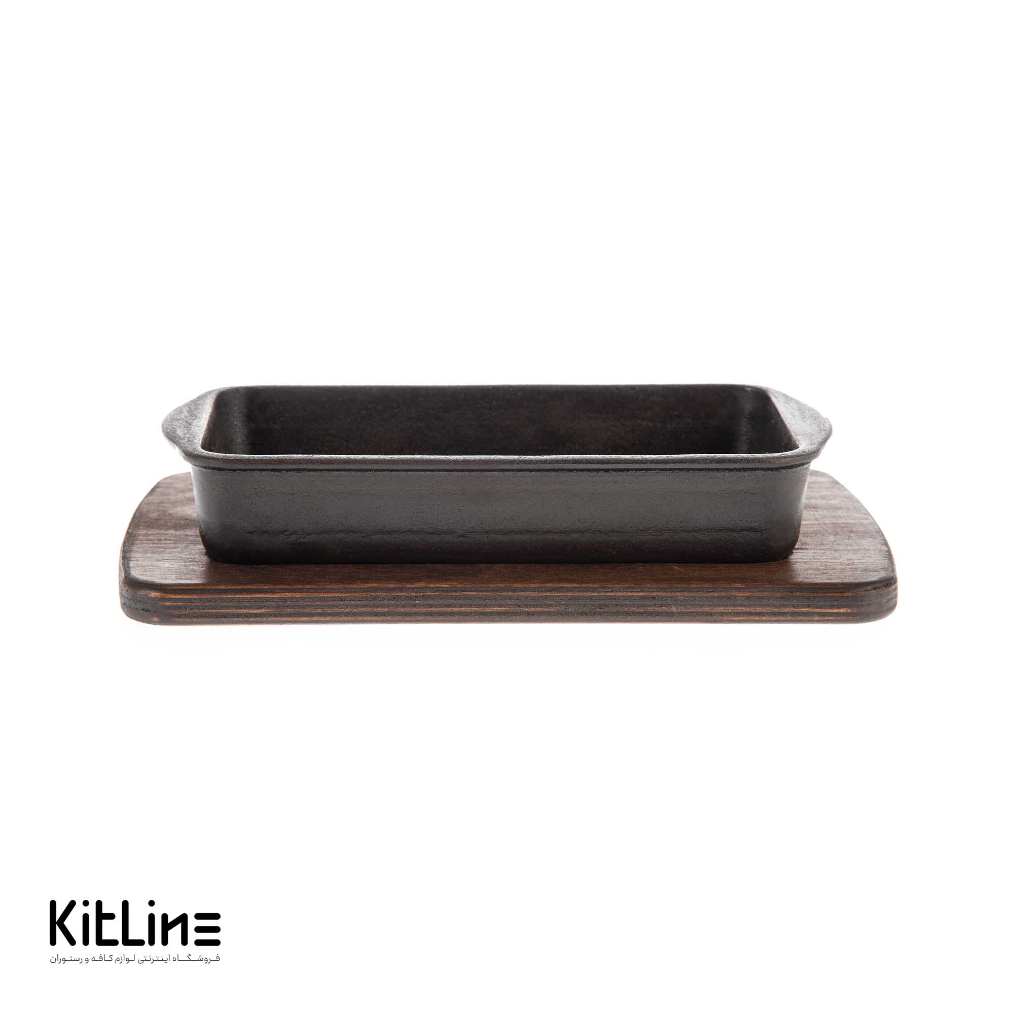 ظرف چدنی مستطیلی ۱۲×۲۴ سانتیمتری به همراه زیره چوبی - تصویر 4
