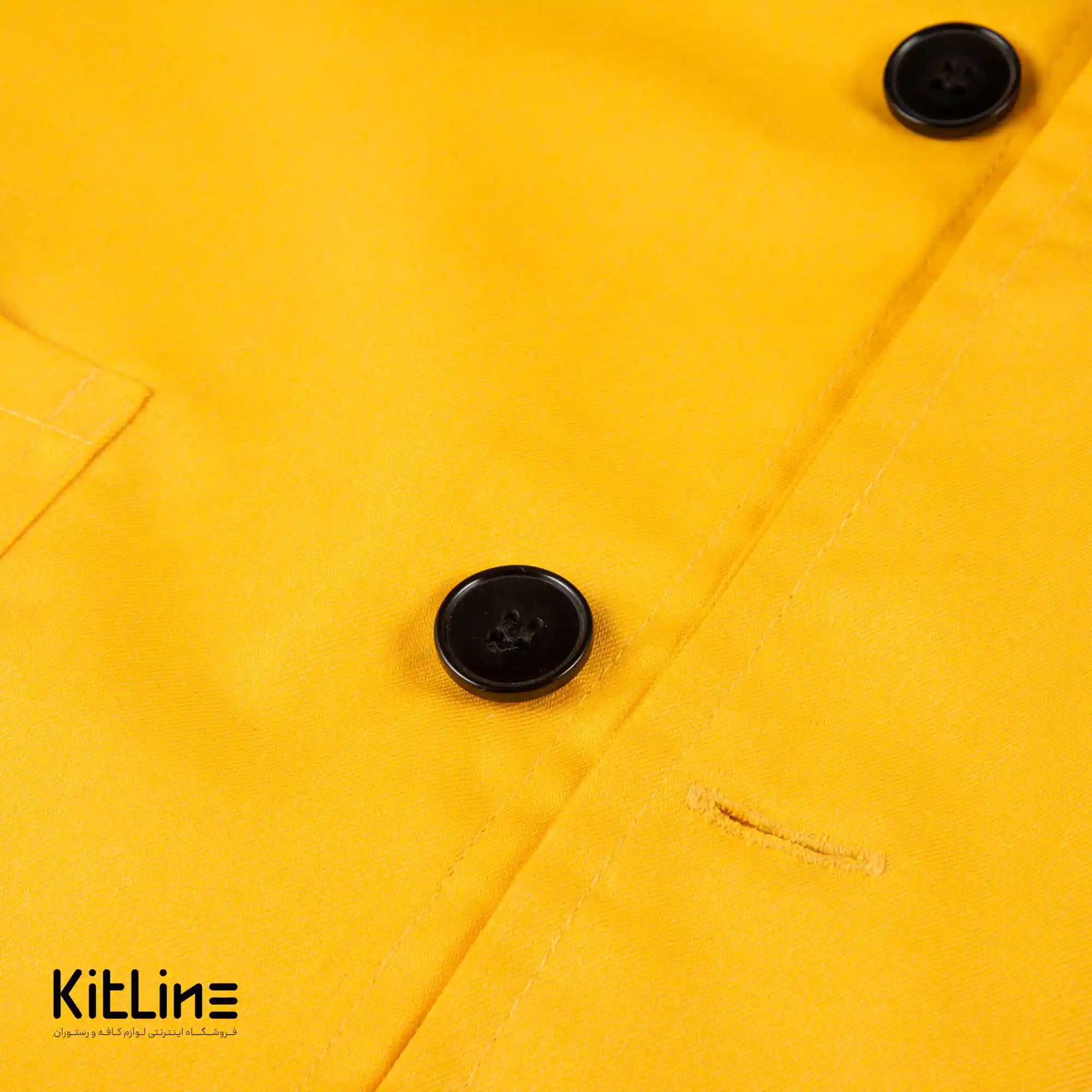 روپوش سرآشپز آستین بلند زرد جيب دار تک فرم - تصویر 3