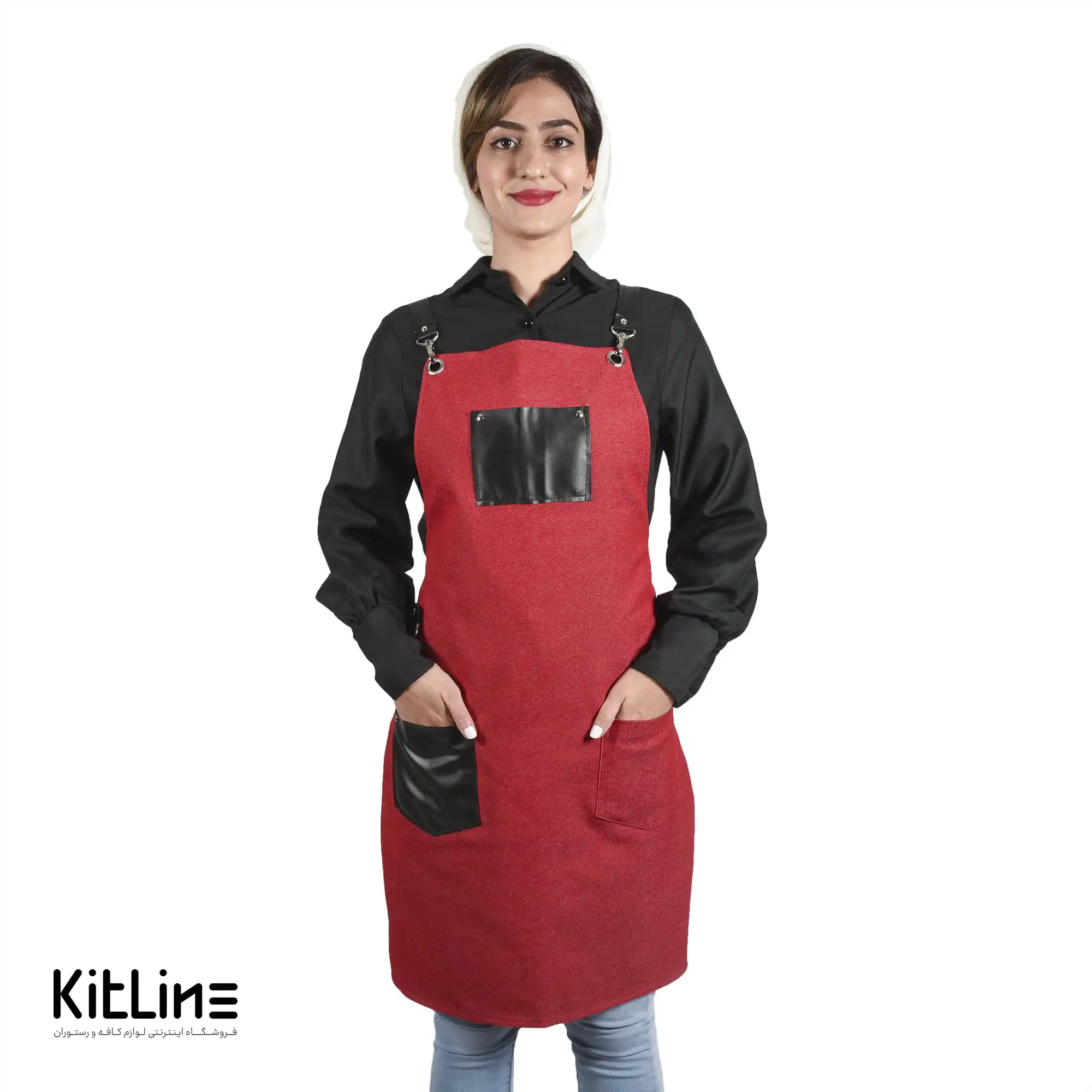 پیشبند جین قرمز - تصویر 5