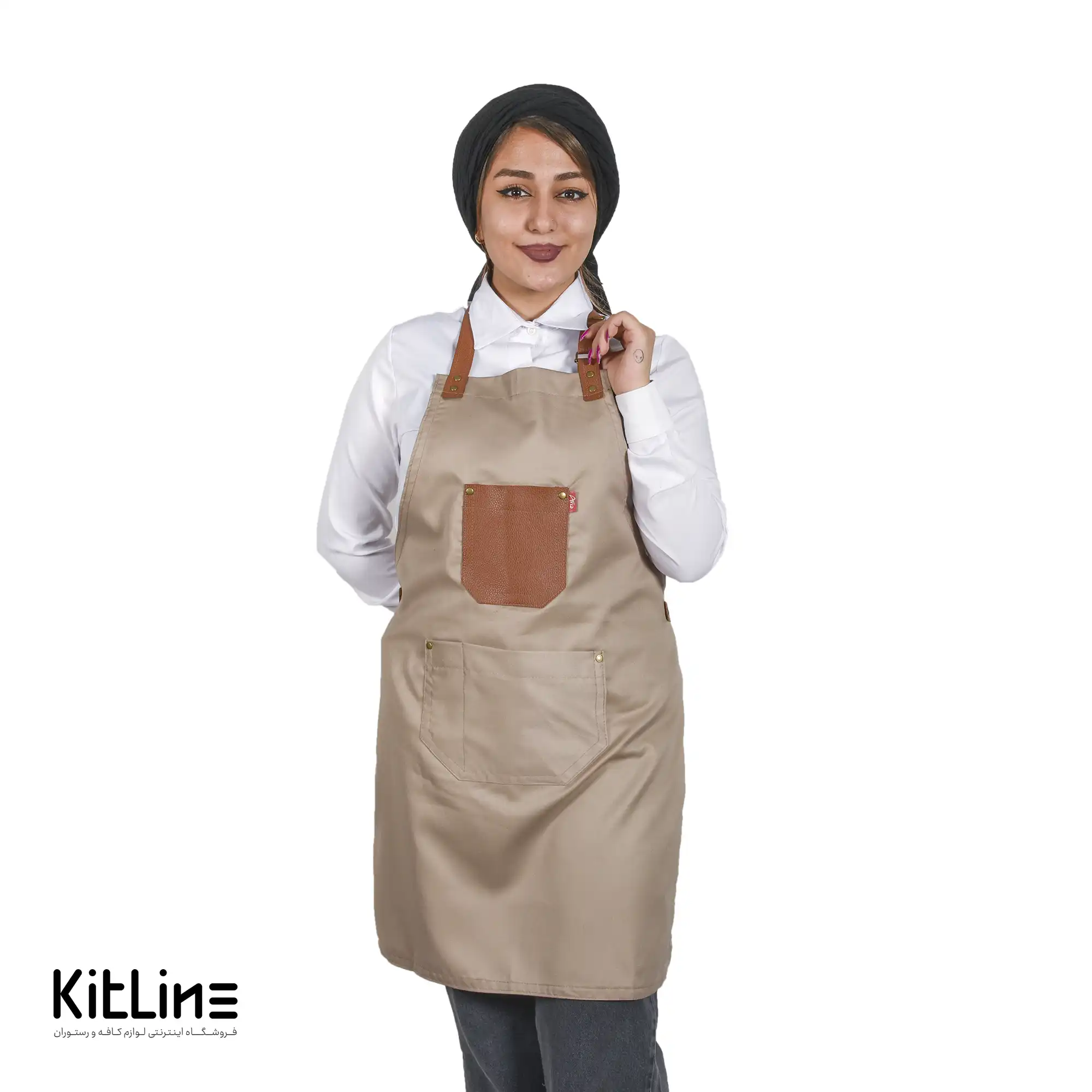 پیشبند بلند جیب چرمی