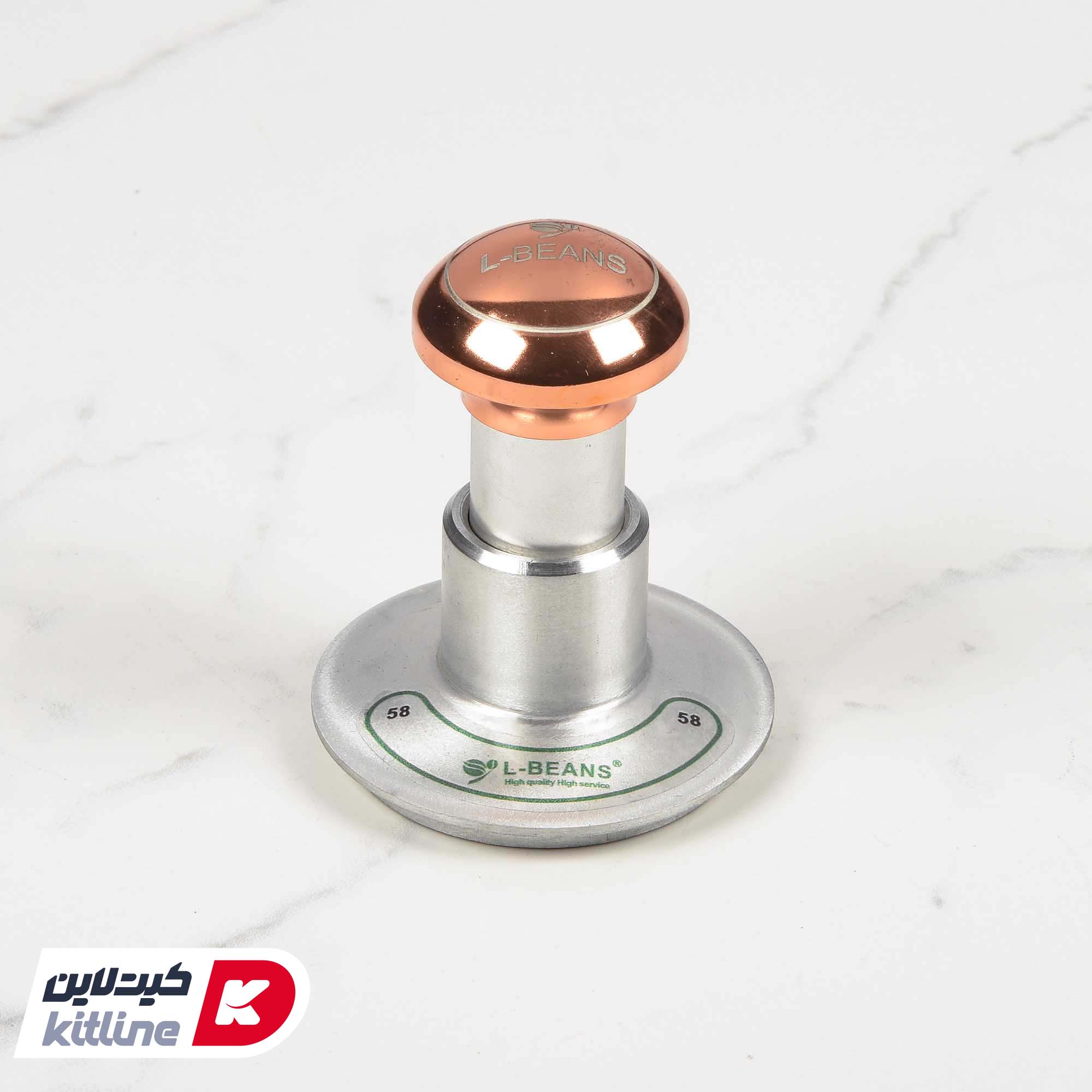 تمپر قهوه ۵۸ میلیمتری دسته رز گلد L-BEANS