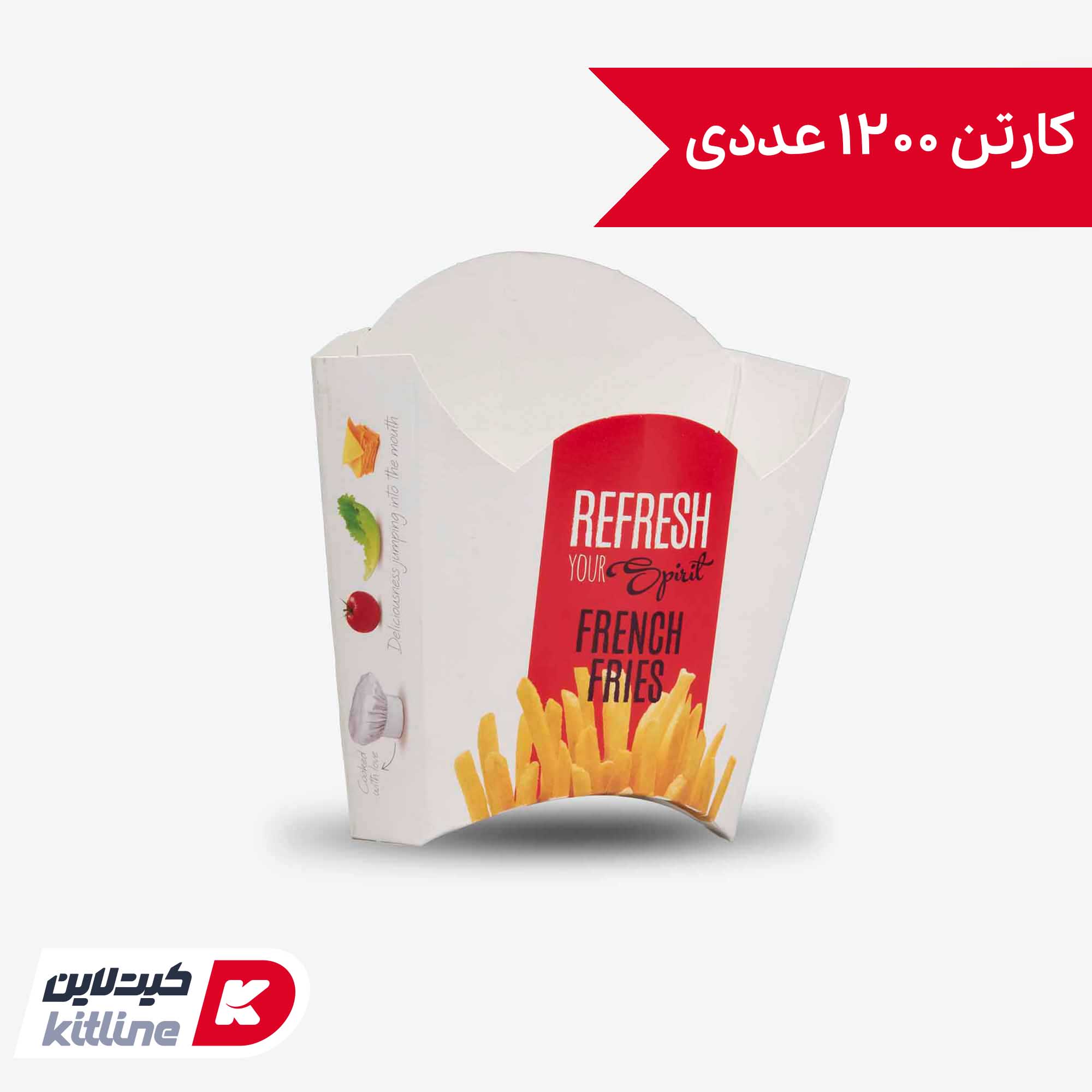 جعبه سیب زمینی یکبار مصرف کاغذی مک دونالدی ۱۲×۱۲.۵ سانتیمتری قرمز (کارتن ۱۲۰۰ عددی)