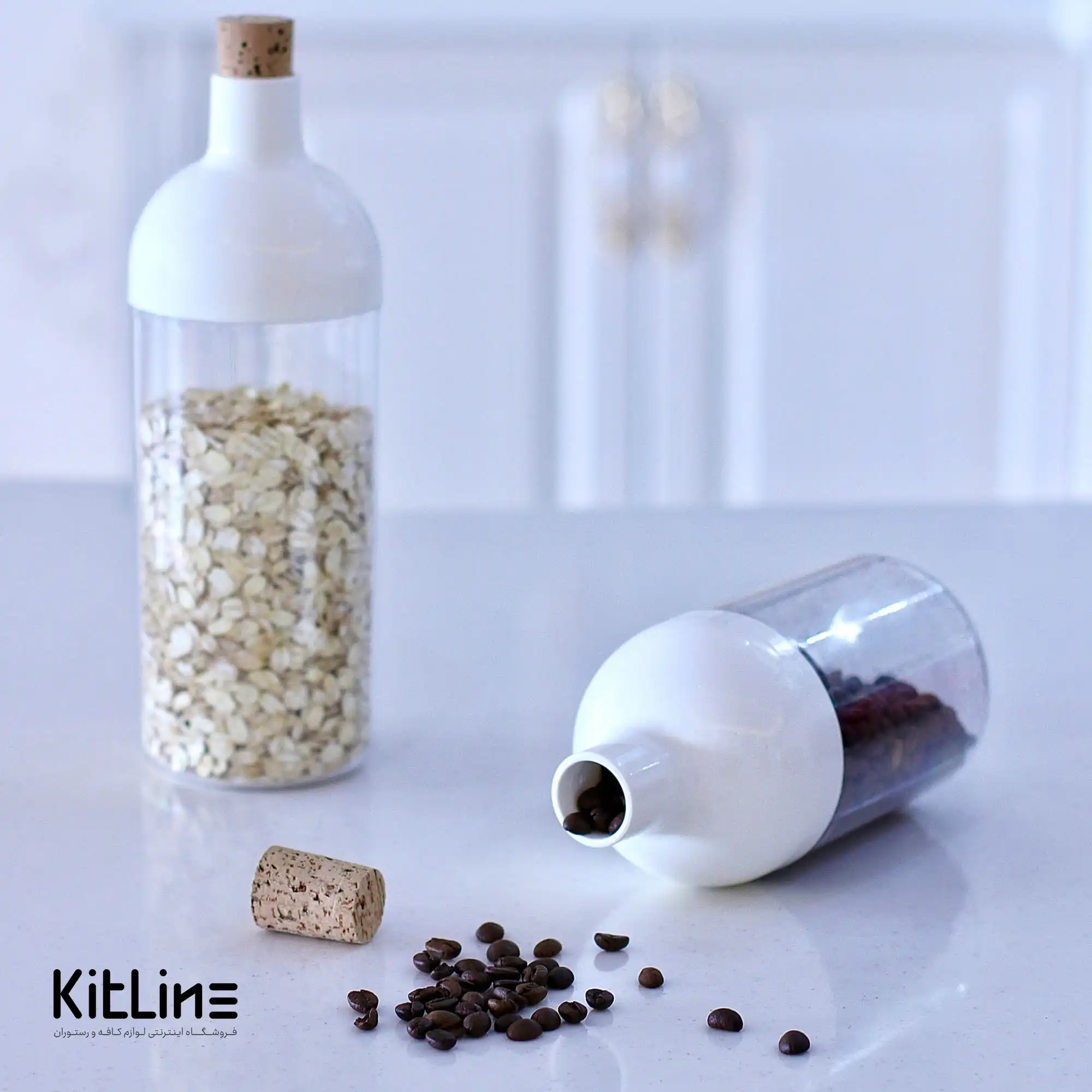 بانکه پلاستیکی ۹۰۰ میلیلیتری سفید با درب چوب پنبه بیسه (Biesse) - تصویر 5