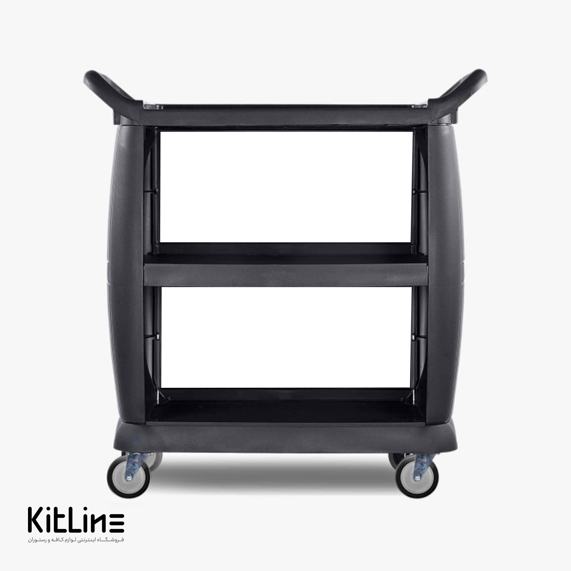 ترولی سرو ۳ طبقه دو طرف بسته پلاستیکی طرح کارلایز