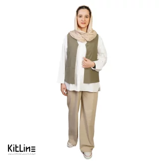 جلیقه کتان رنگ سبز برند S.R