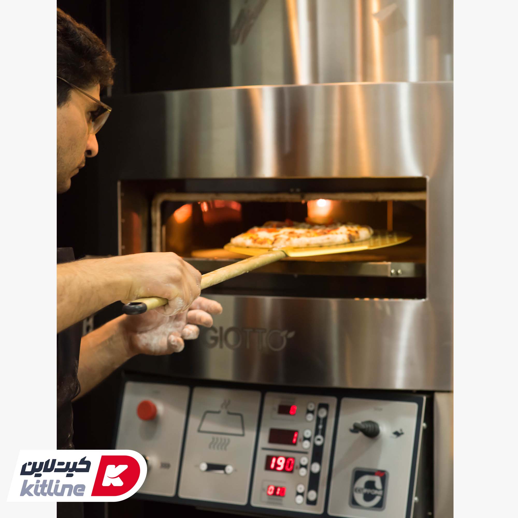 پارو پیتزا طلایی پانچ آلومینیومی مستطیلی کف ۳۷، دسته ۱۲۰ سانتیمتر کیچن تک - تصویر 4