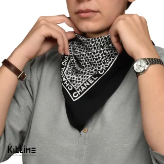 دستمال سر مشکی و سفيد طرح شنل