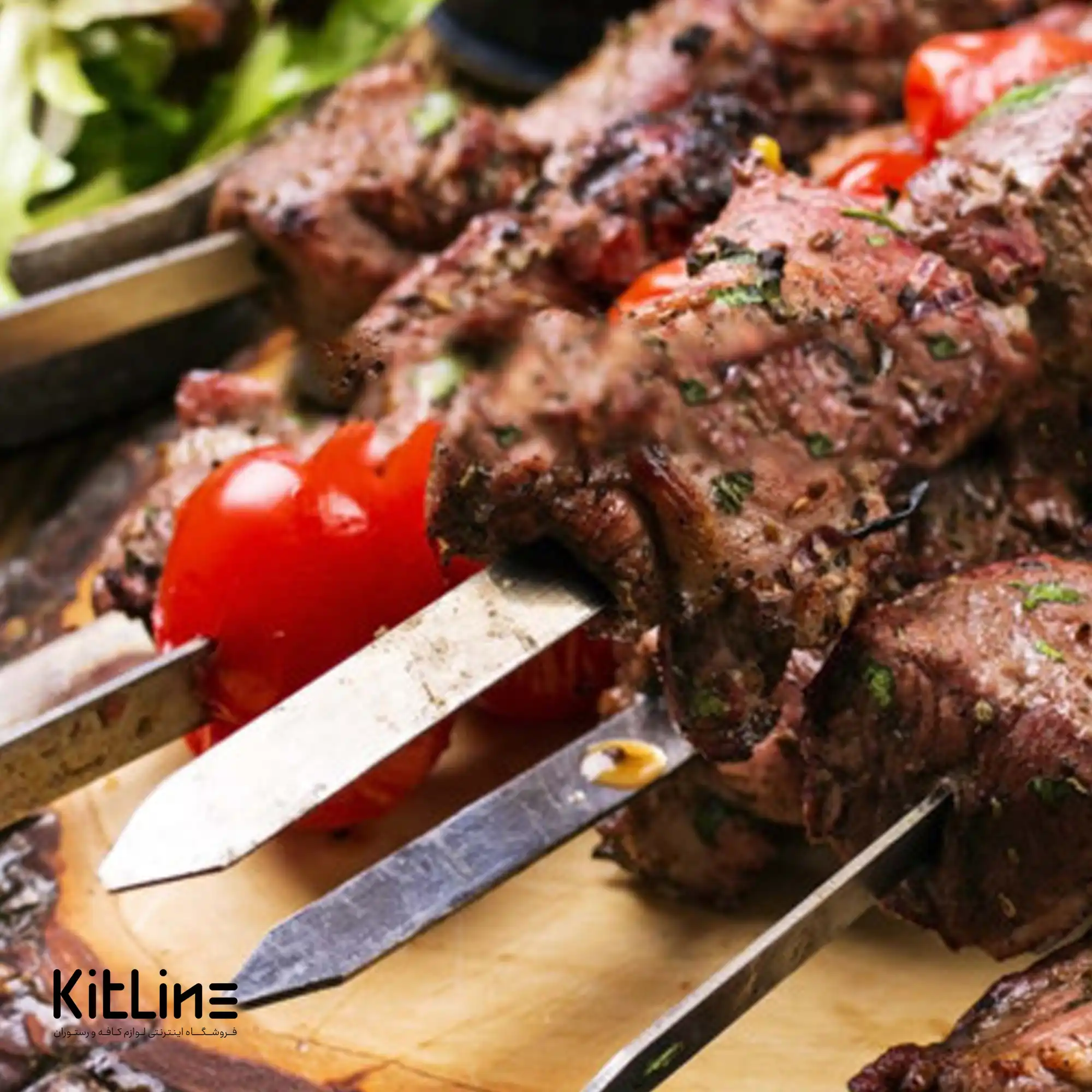 سیخ کباب کوبیده ۲.۵×۷۵ سانتیمتری استیل (ست ۲۴ عددی) - تصویر 4