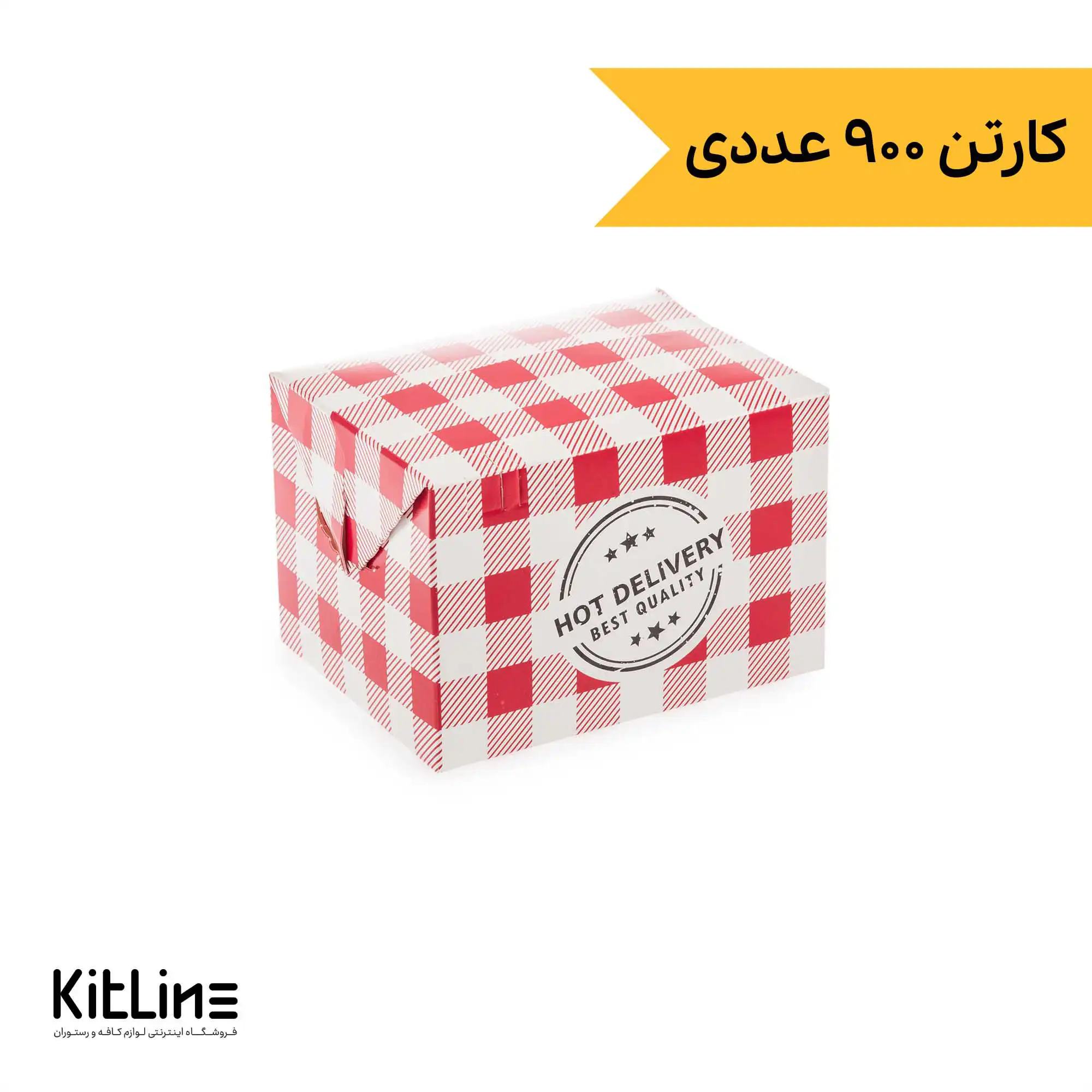 جعبه سیب زمینی یکبار مصرف کاغذی ایندربرد ۹.۵×۱۲ سانتیمتری شطرنجی قرمز (کارتن ۹۰۰ عددی)