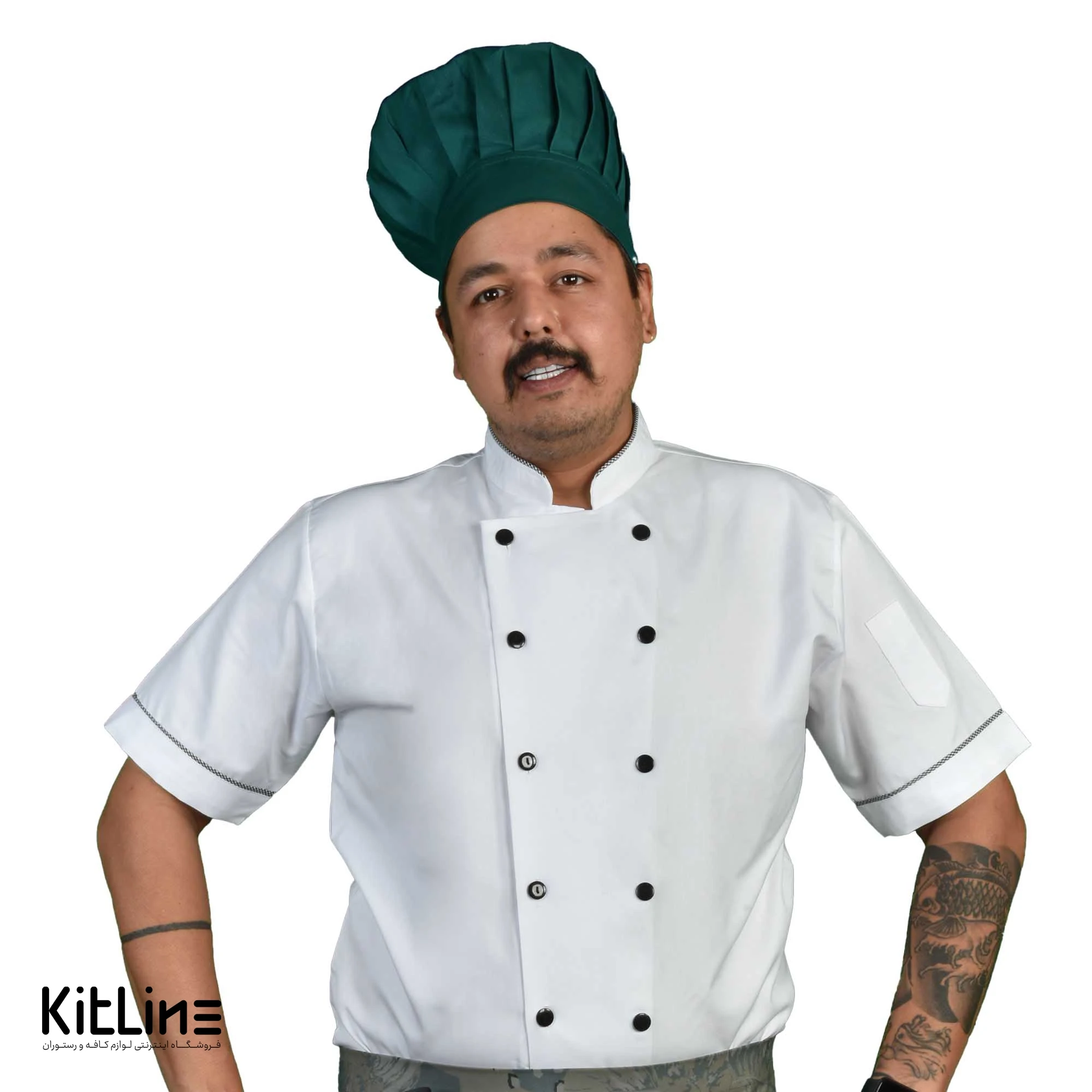 روپوش آستین کوتاه سفيد مغزی چهارخانه تک فرم مدل لیما - تصویر 6