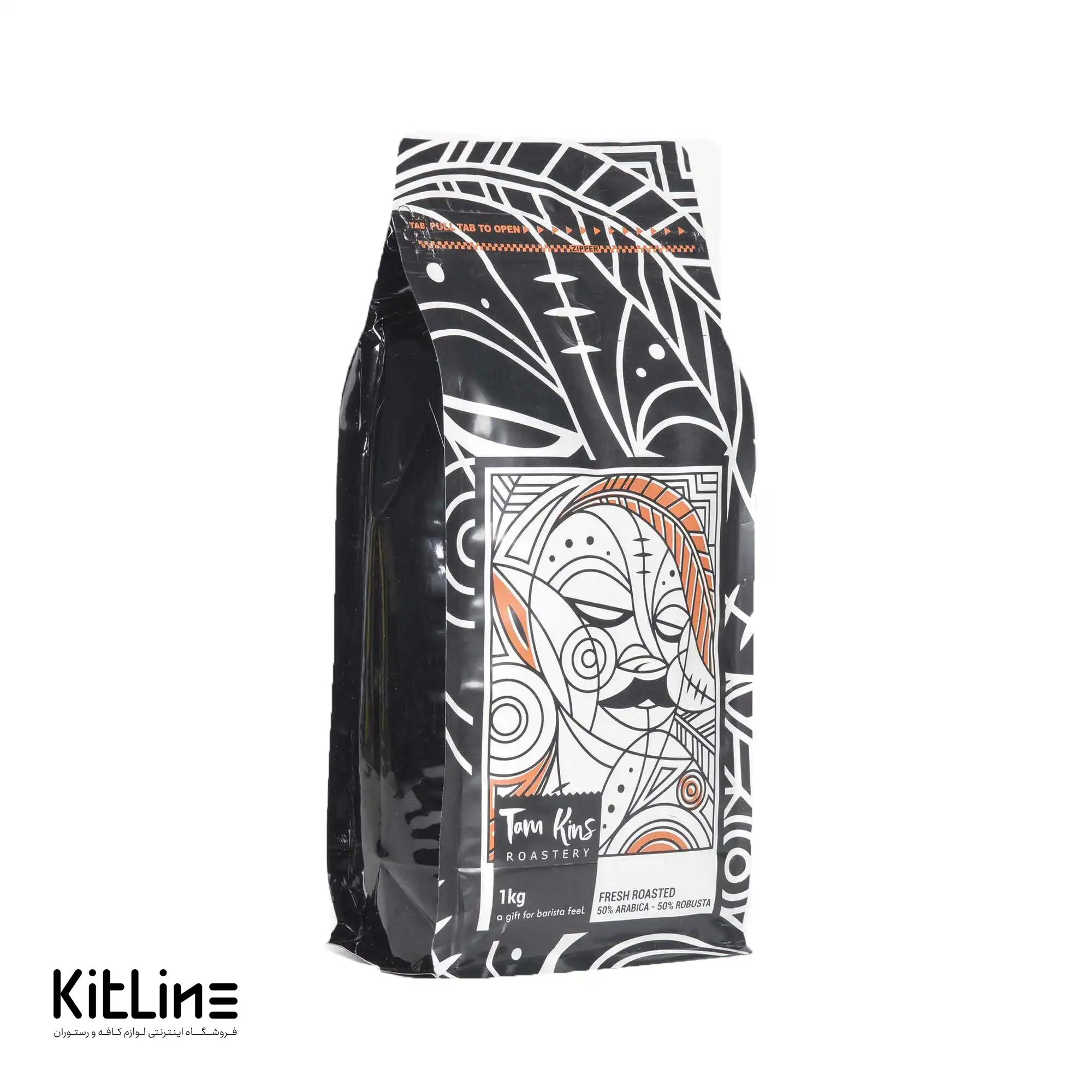دانه قهوه بلند ۵۰٪ عربیکا ۵۰٪ روبوستا تام کینز ۱ کیلوگرمی