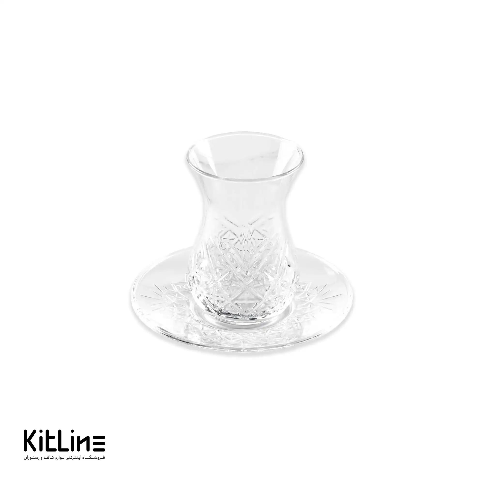 استکان نعلبکی شیشه ای ۱۶۰ میلی‌لیتری پاشاباغچه مدل تایملس (ست ۶ عددی)