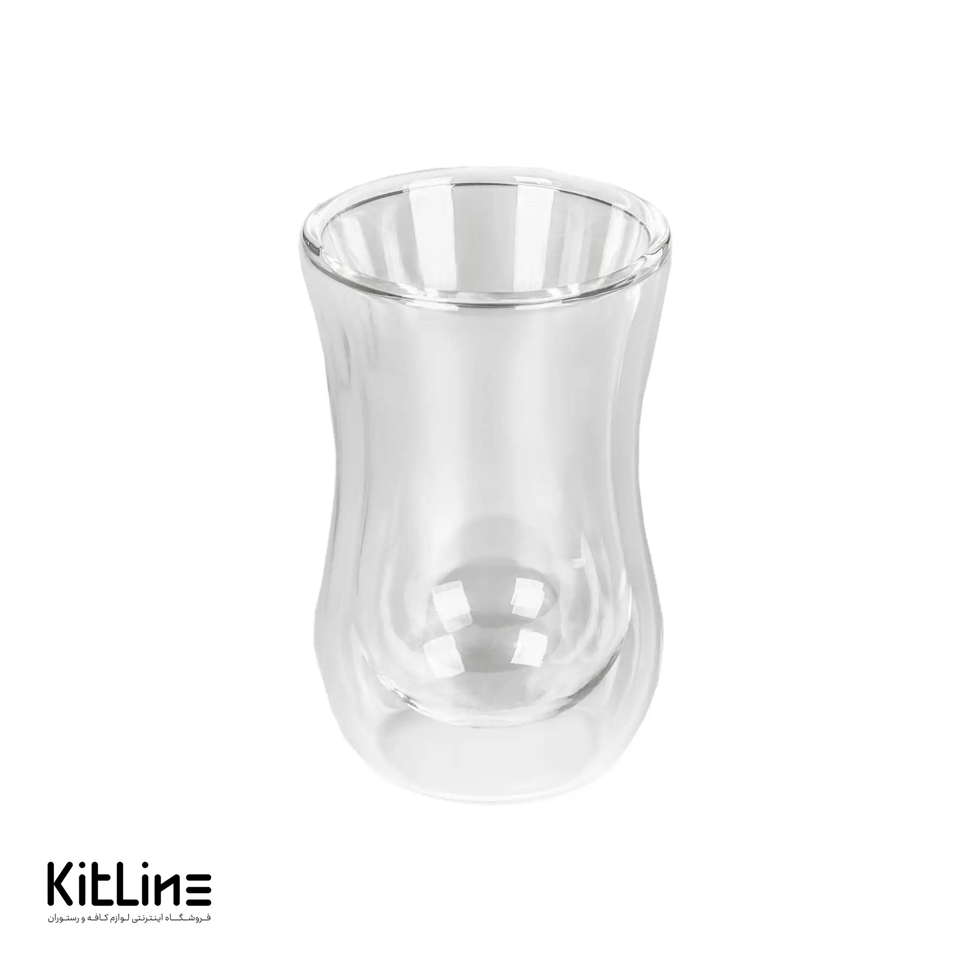استکان کمر باریک شیشه ای دو جداره ۱۵۰ میلی‌لیتری جنوا