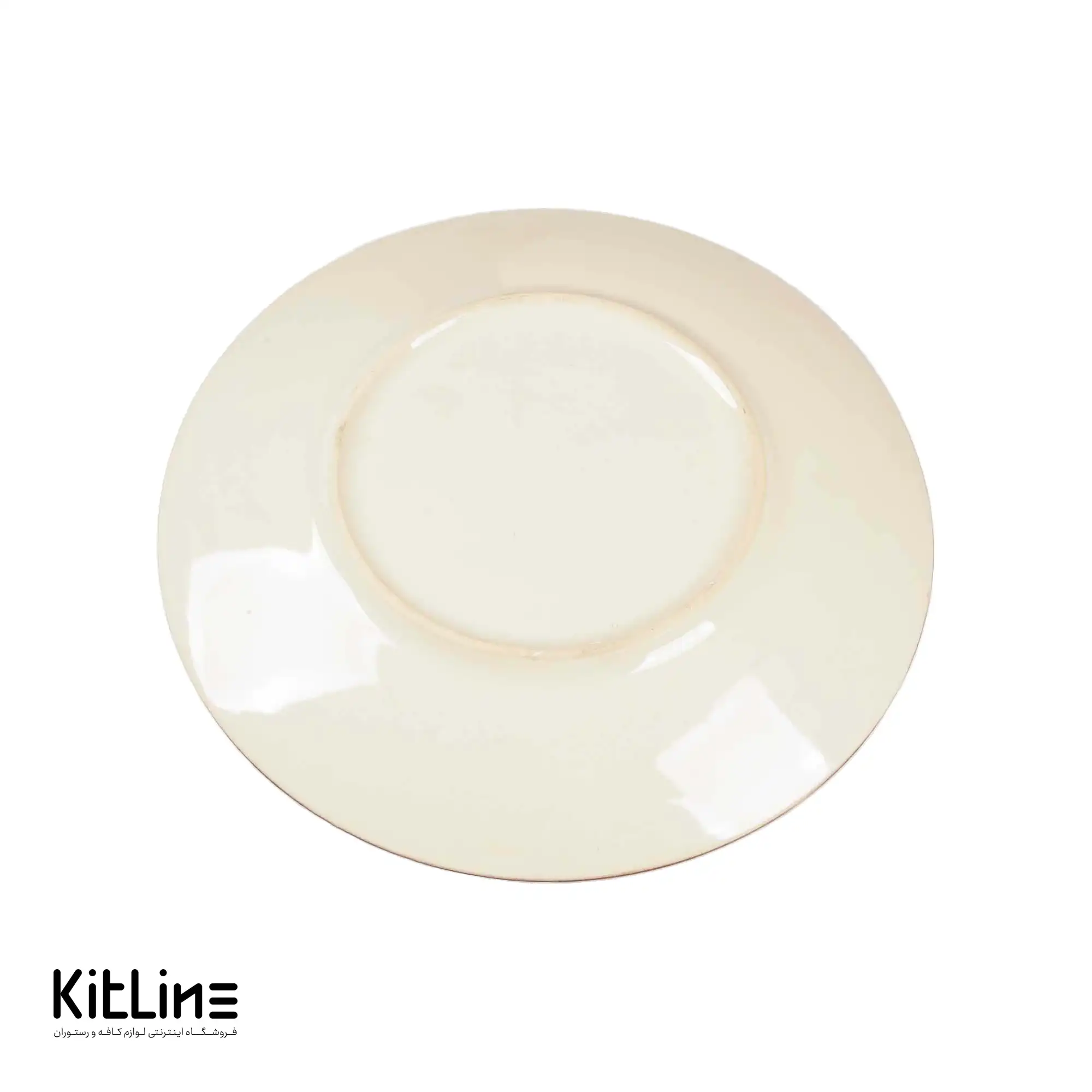 بشقاب تخت سرامیکی ۲۵ سانتیمتری زرد نارنجی باند دار - تصویر 4