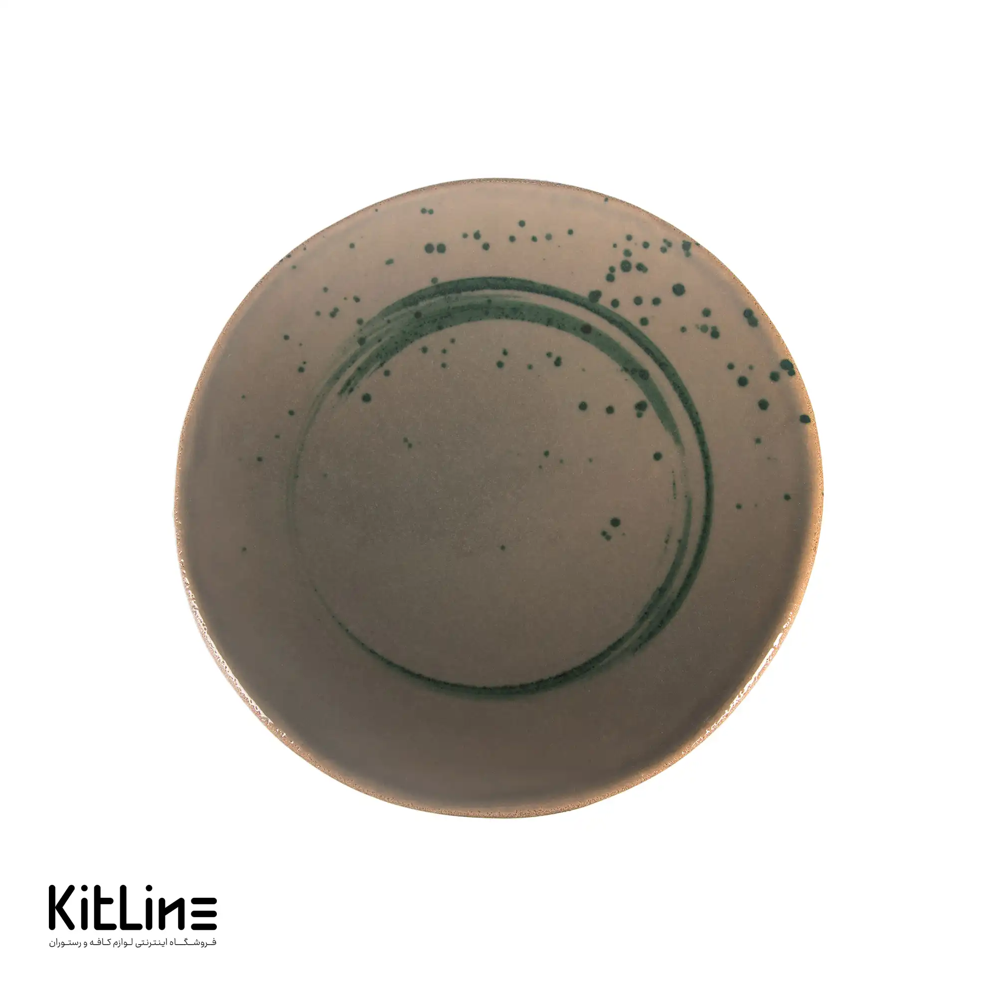 بشقاب سفالی دست ساز ۱۹ سانتیمتری طرح دار خاکی