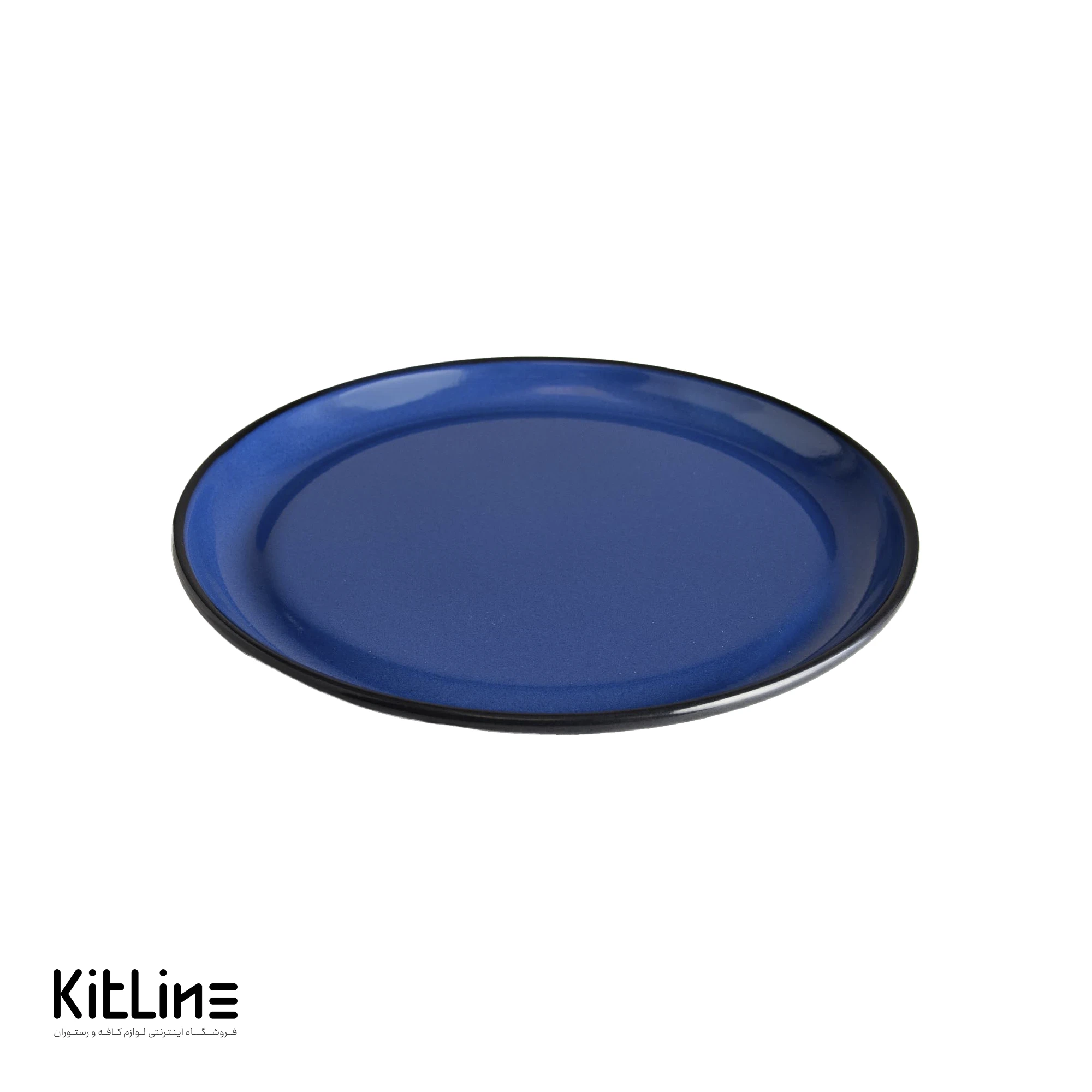 بشقاب گرد لعابی ۲۵ سانتیمتری سرمه ای بنشاد