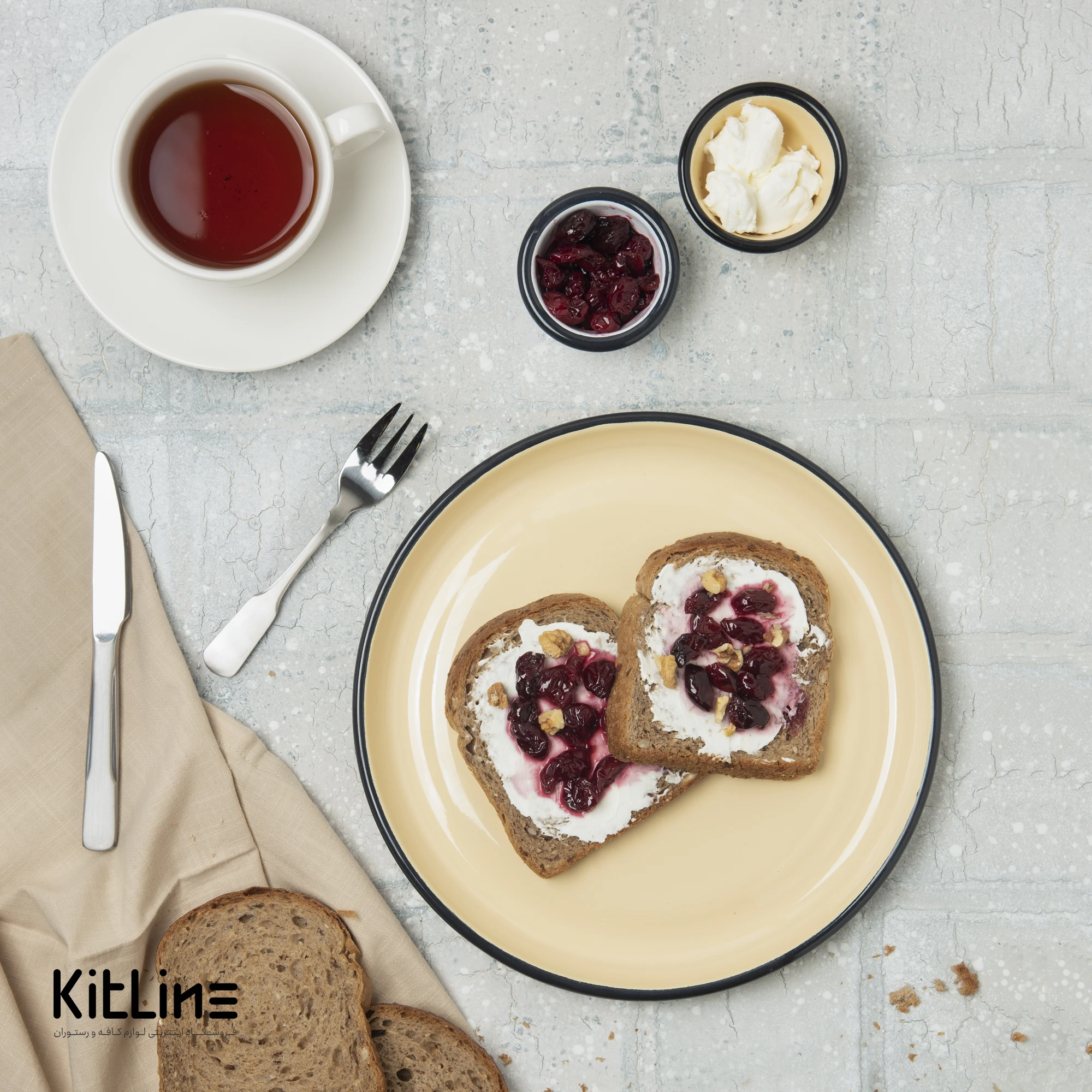 بشقاب گرد لعابی ۲۵ سانتیمتری کرم بنشاد - تصویر 4