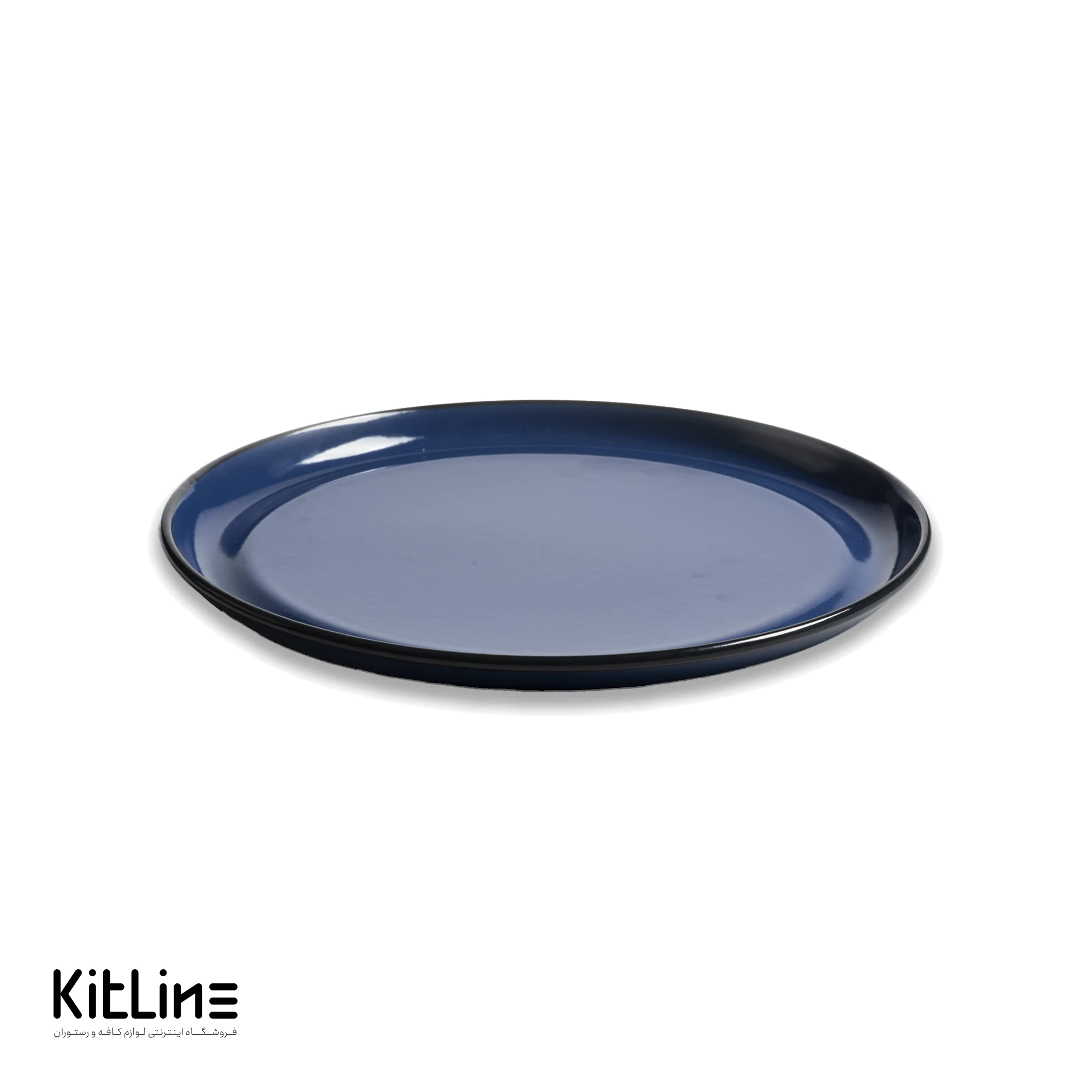 بشقاب گرد لعابی ۲۷ سانتیمتری سرمه ای بنشاد