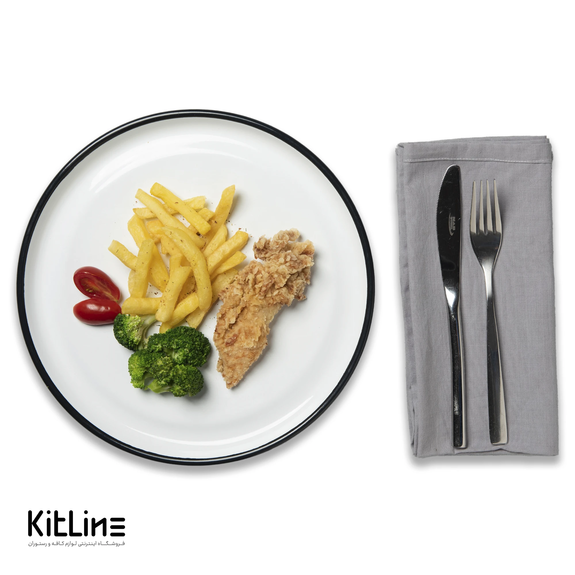 بشقاب گرد لعابی ۲۷ سانتیمتری سفید بنشاد - تصویر 6