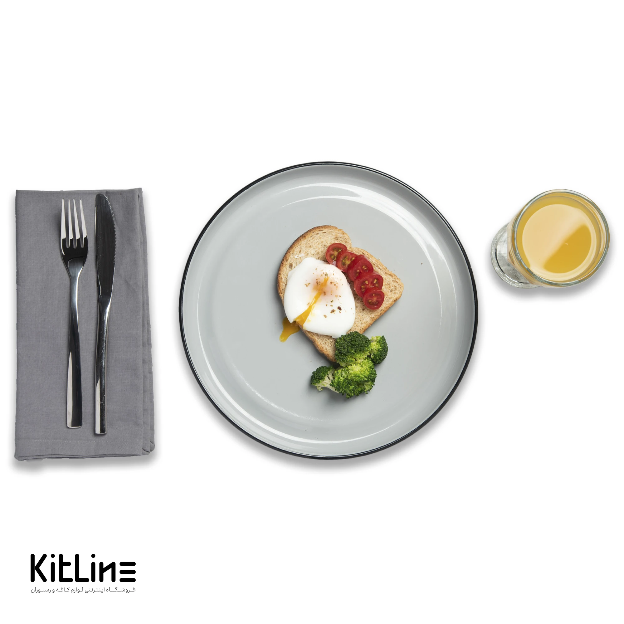 بشقاب گرد لعابی ۲۷ سانتیمتری طوسی بنشاد - تصویر 6