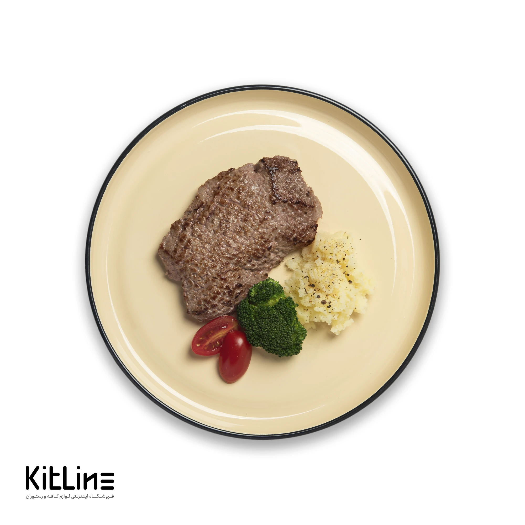 بشقاب گرد لعابی ۲۷ سانتیمتری کرم بنشاد - تصویر 5