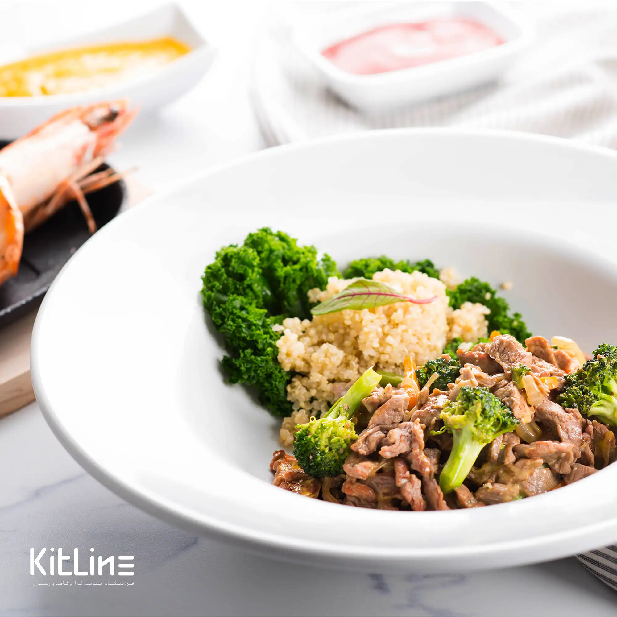 بشقاب گود ملامین ۲۵ سانتیمتری سفید کیچن تک - تصویر 6