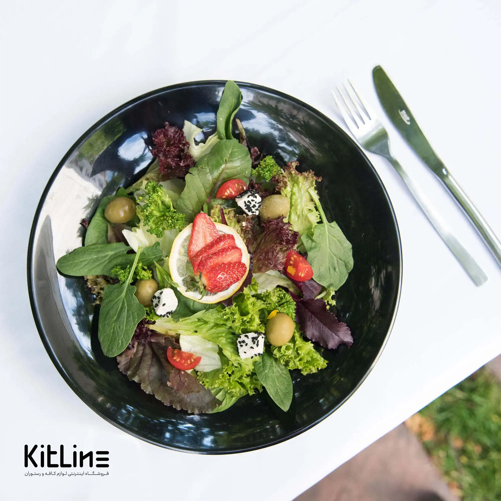 بشقاب گود ملامین ۲۵ سانتیمتری مشکی کیچن تک - تصویر 7