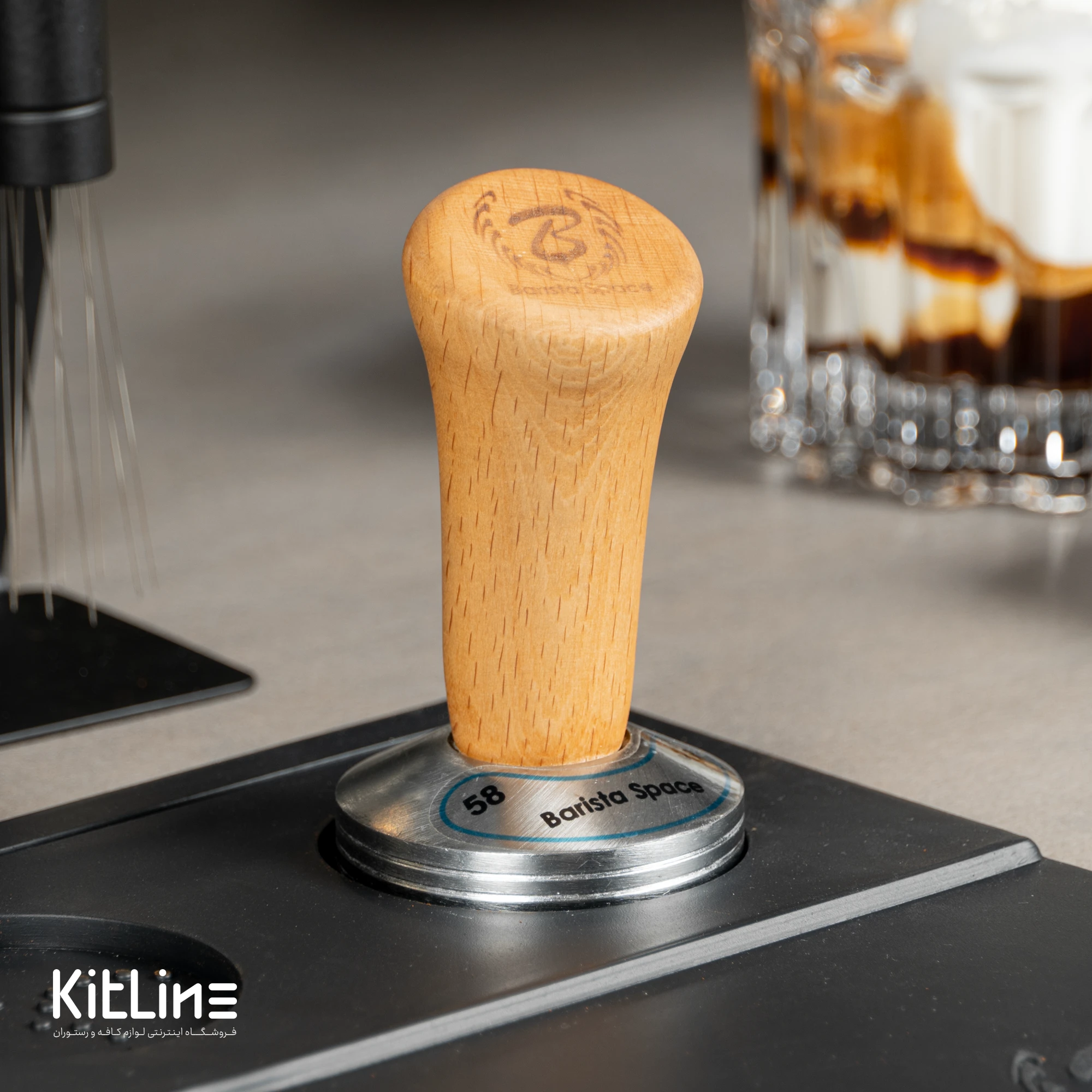 تمپر قهوه ۵۸ میلیمتری دسته چوبی - تصویر 5