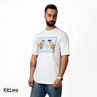 تیشرت آستین کوتاه سفيد طرح آفرينش آرت آویز