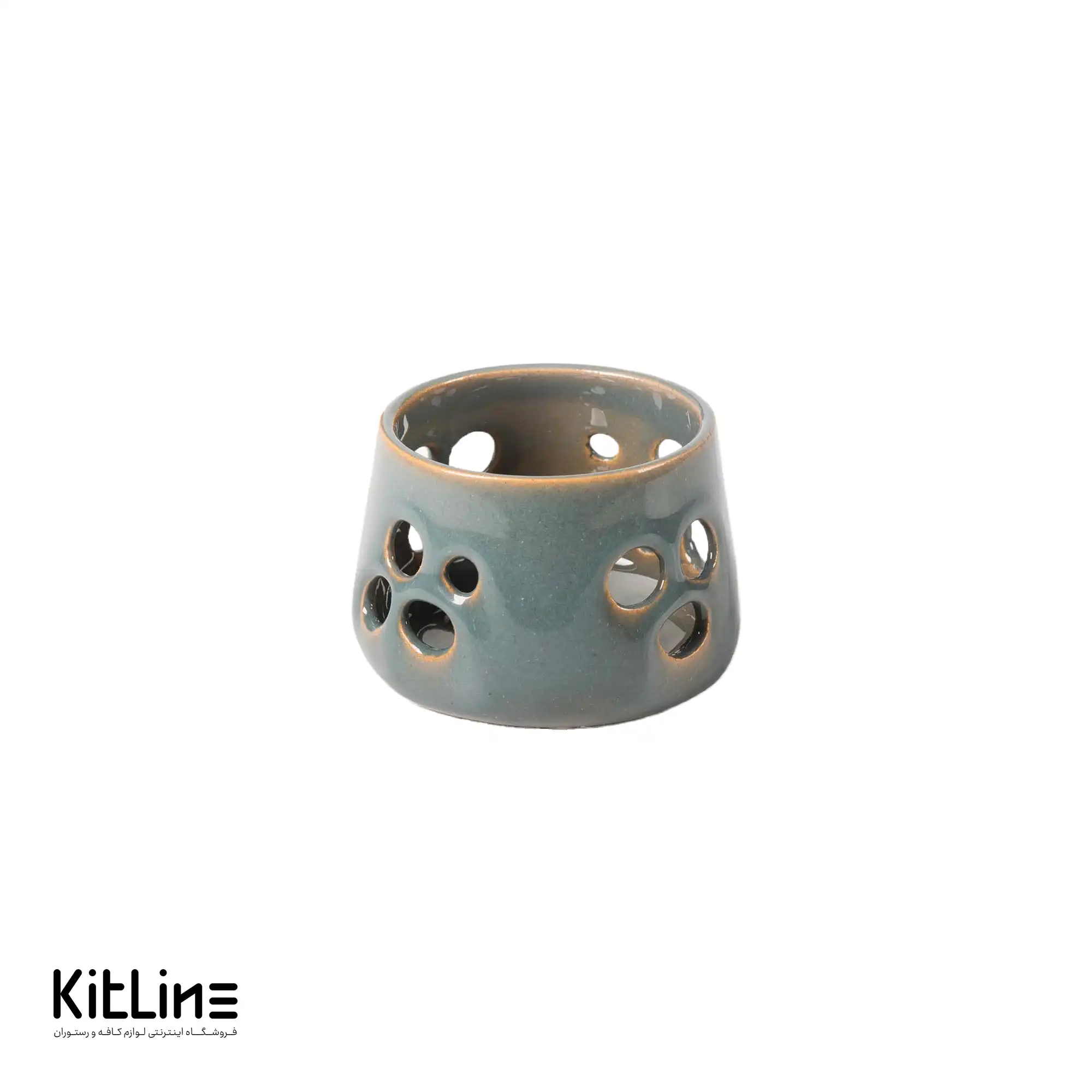 جا شمعی سفالی دست ساز ۵.۵×۷ سانتیمتری سبز تیره