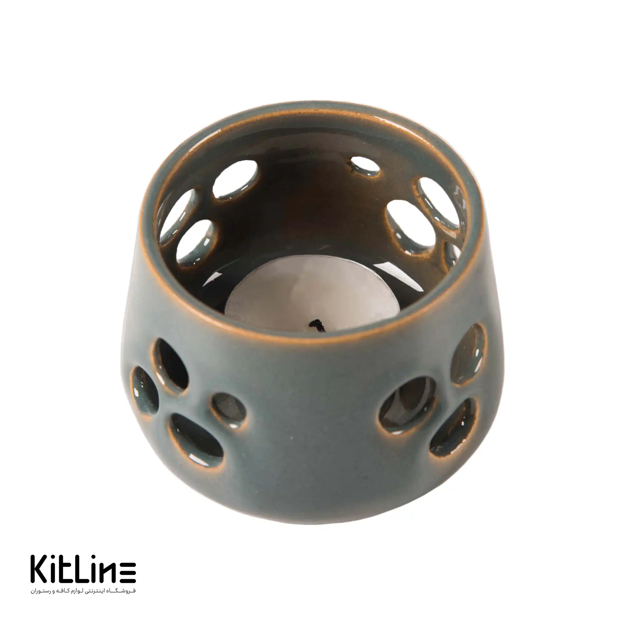 جا شمعی سفالی دست ساز ۵.۵×۷ سانتیمتری سبز تیره - تصویر 3